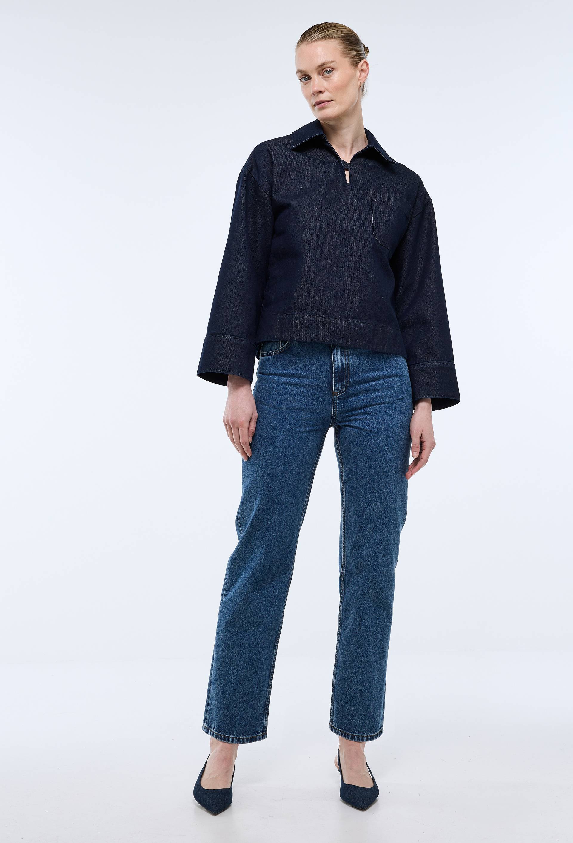 Jean droit en denim - ATELIER DENIM, Bleu, large image number 0