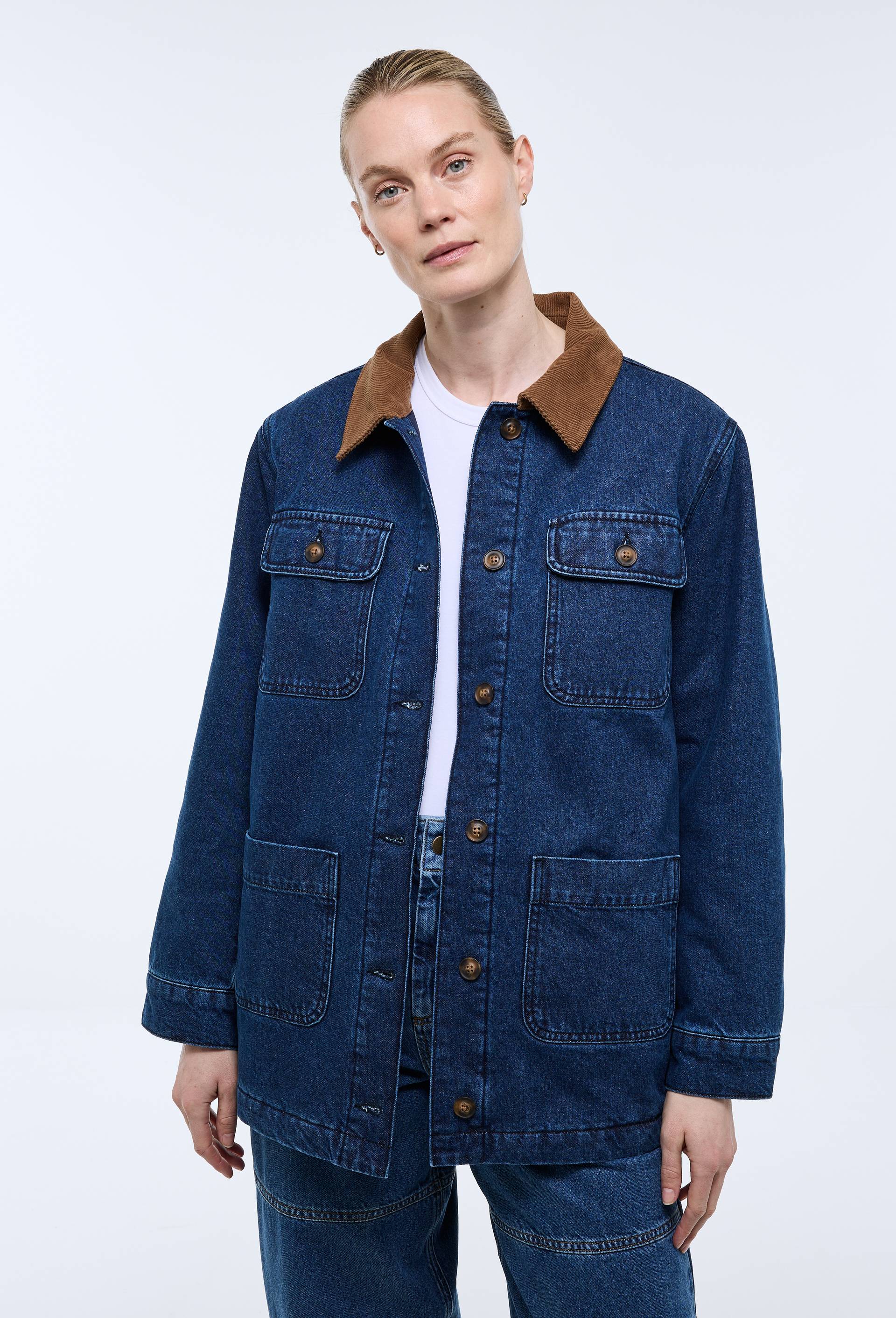 Veste worker matelass&eacute;e en denim brut - ATELIER DENIM, Bleu, large image number 0