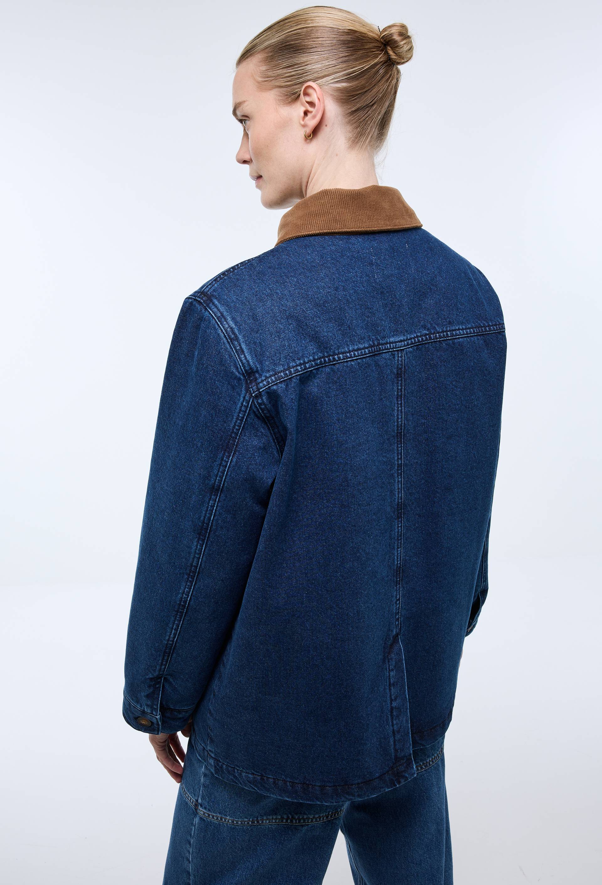 Veste worker matelass&eacute;e en denim brut - ATELIER DENIM, Bleu, large image number 1.0