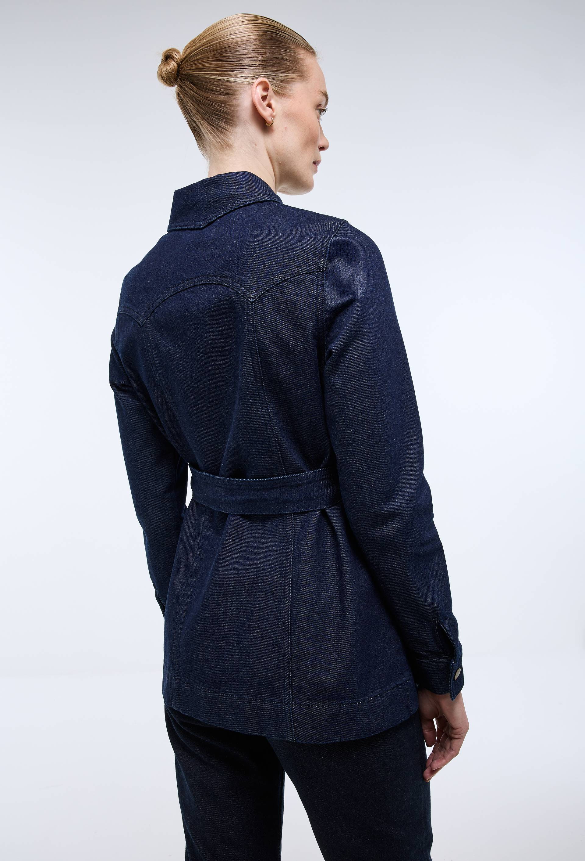 Veste ceintur&eacute;e en denim brut - ATELIER DENIM, Bleu, large image number 2