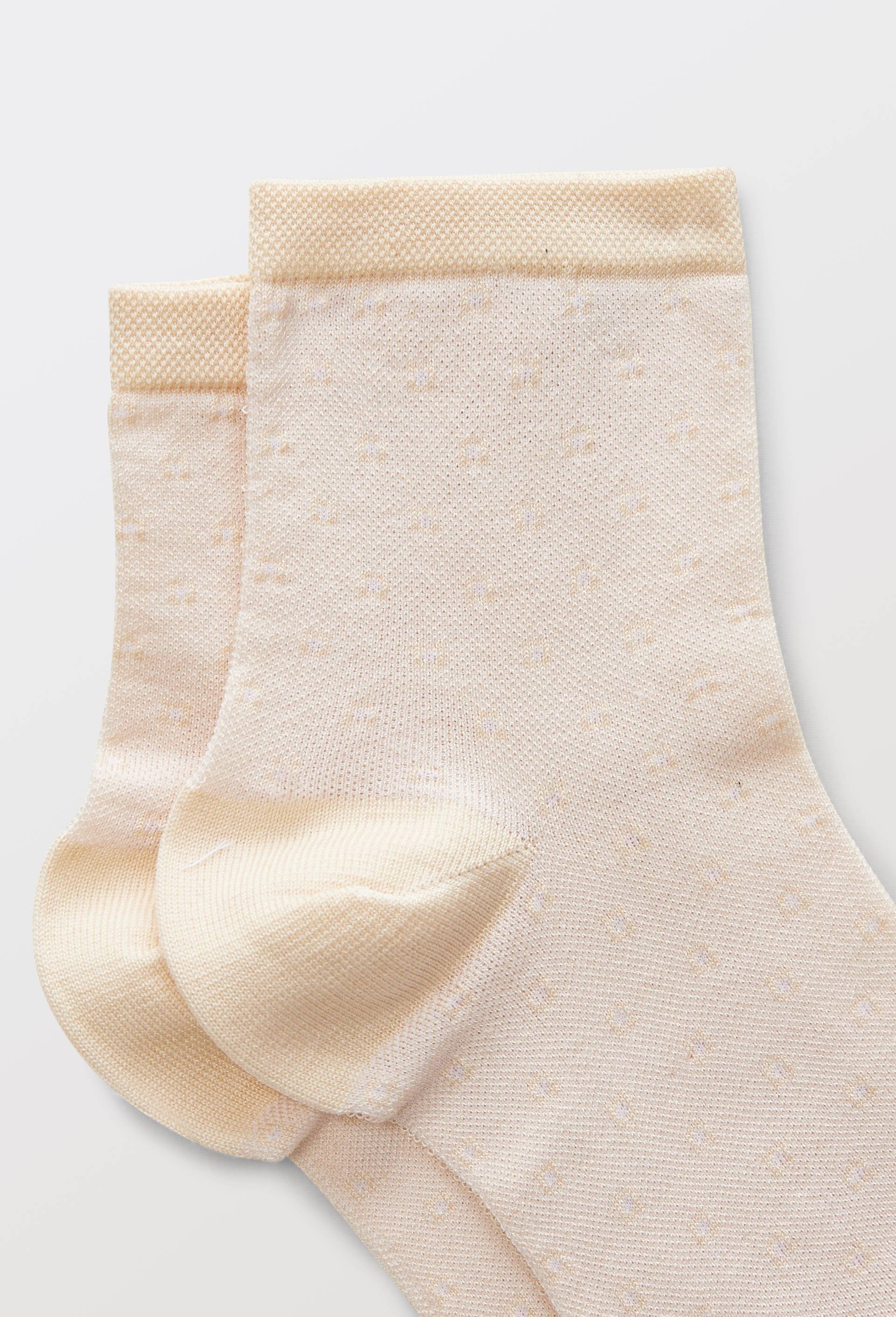 Paire de socquettes fantaisie en fil d'&eacute;cosse, Beige clair, large image number 1