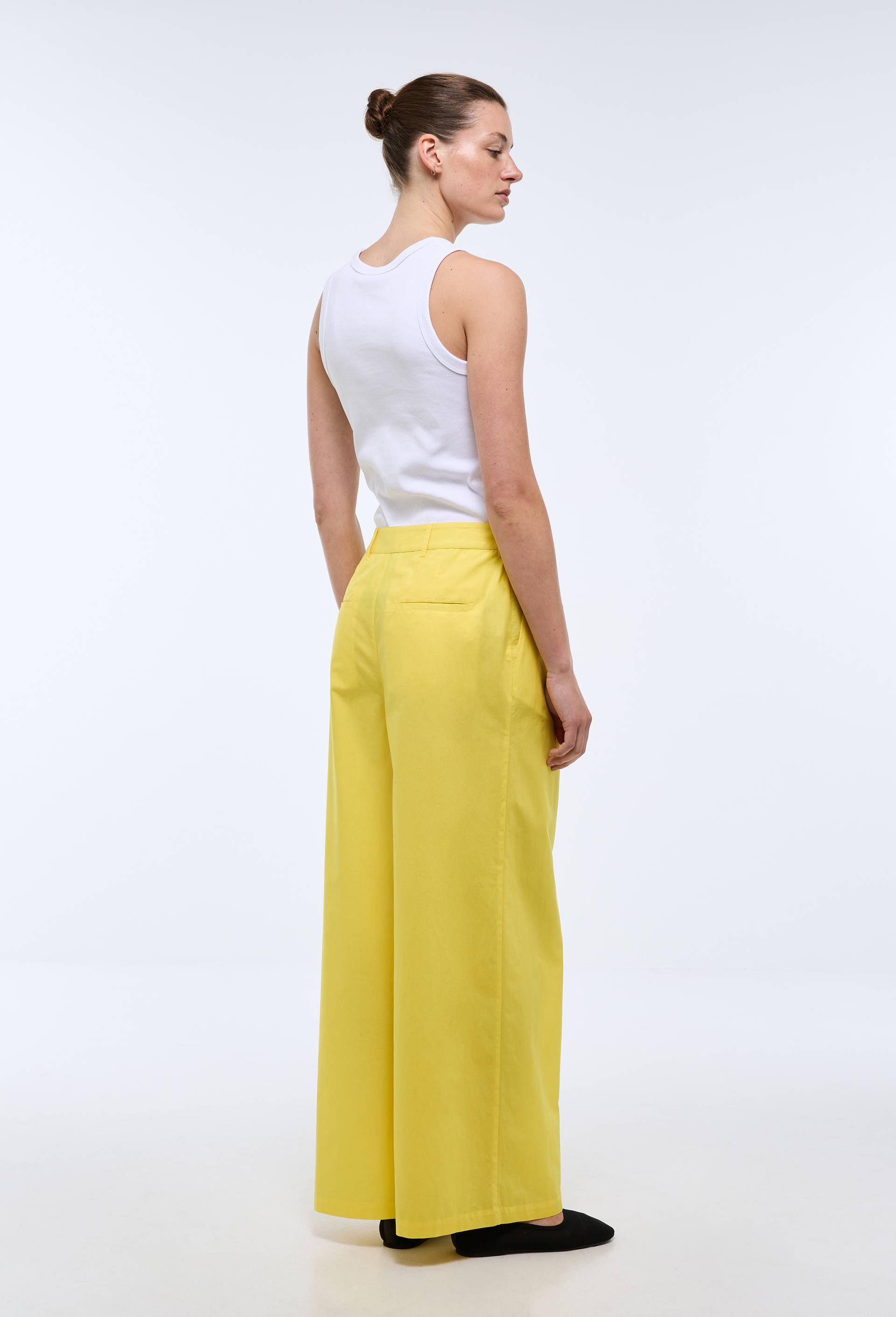 Pantalon en popeline de coton, Jaune, large image number 2.0