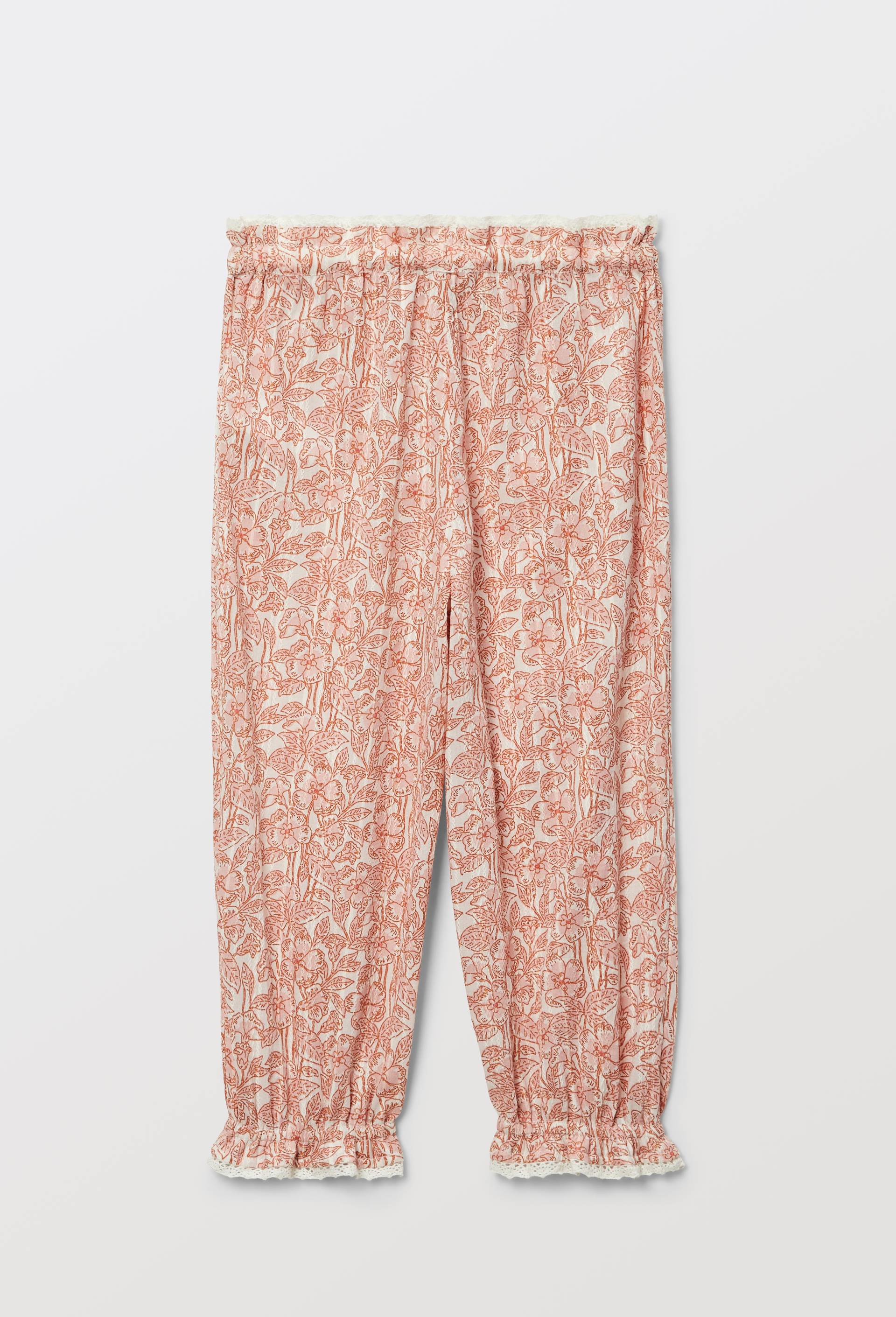 Pantalon taille &eacute;lastique imprim&eacute; en coton, Beige clair, large image number 2