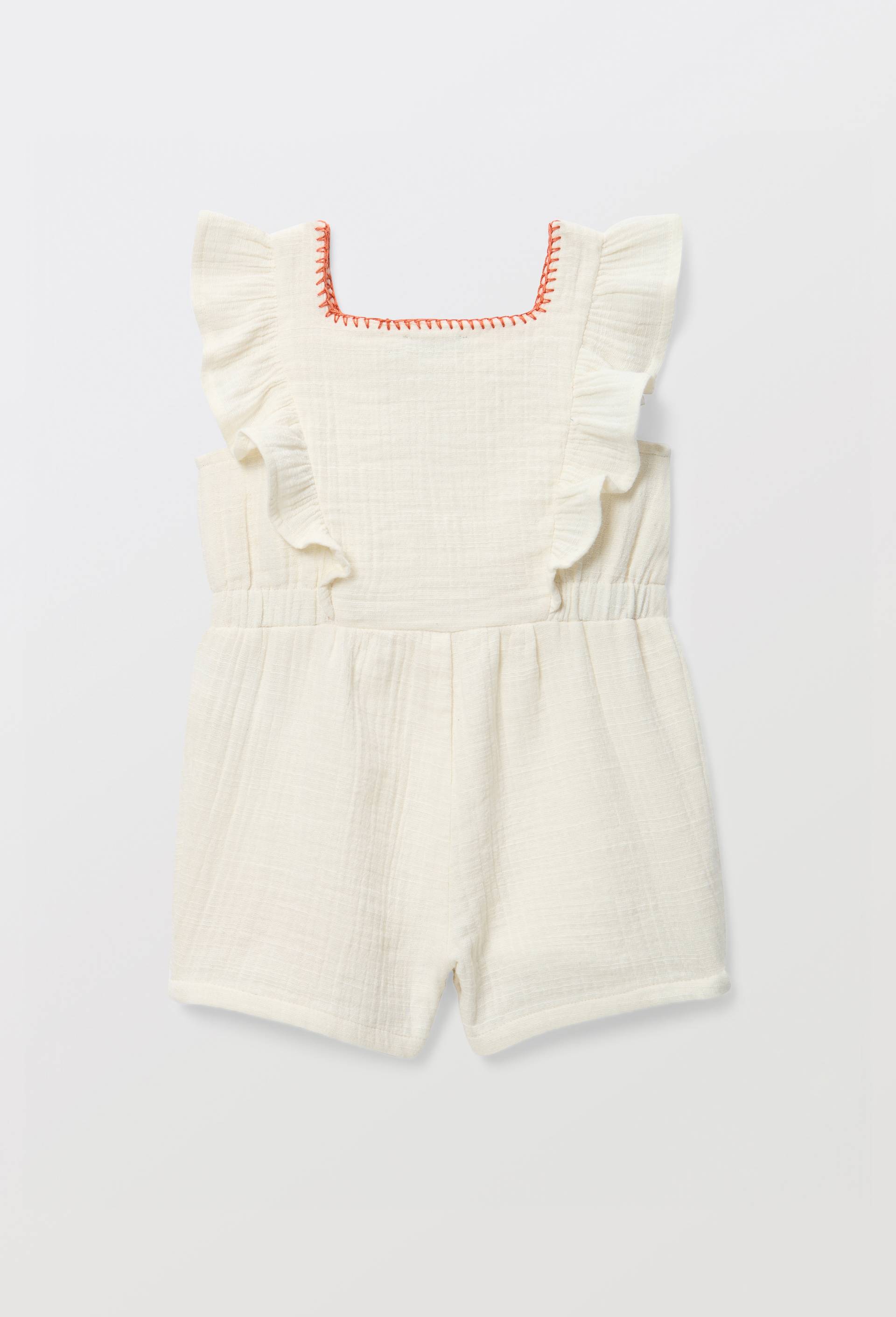 Salopette courte brod&eacute;e en coton, Beige clair, large image number 1