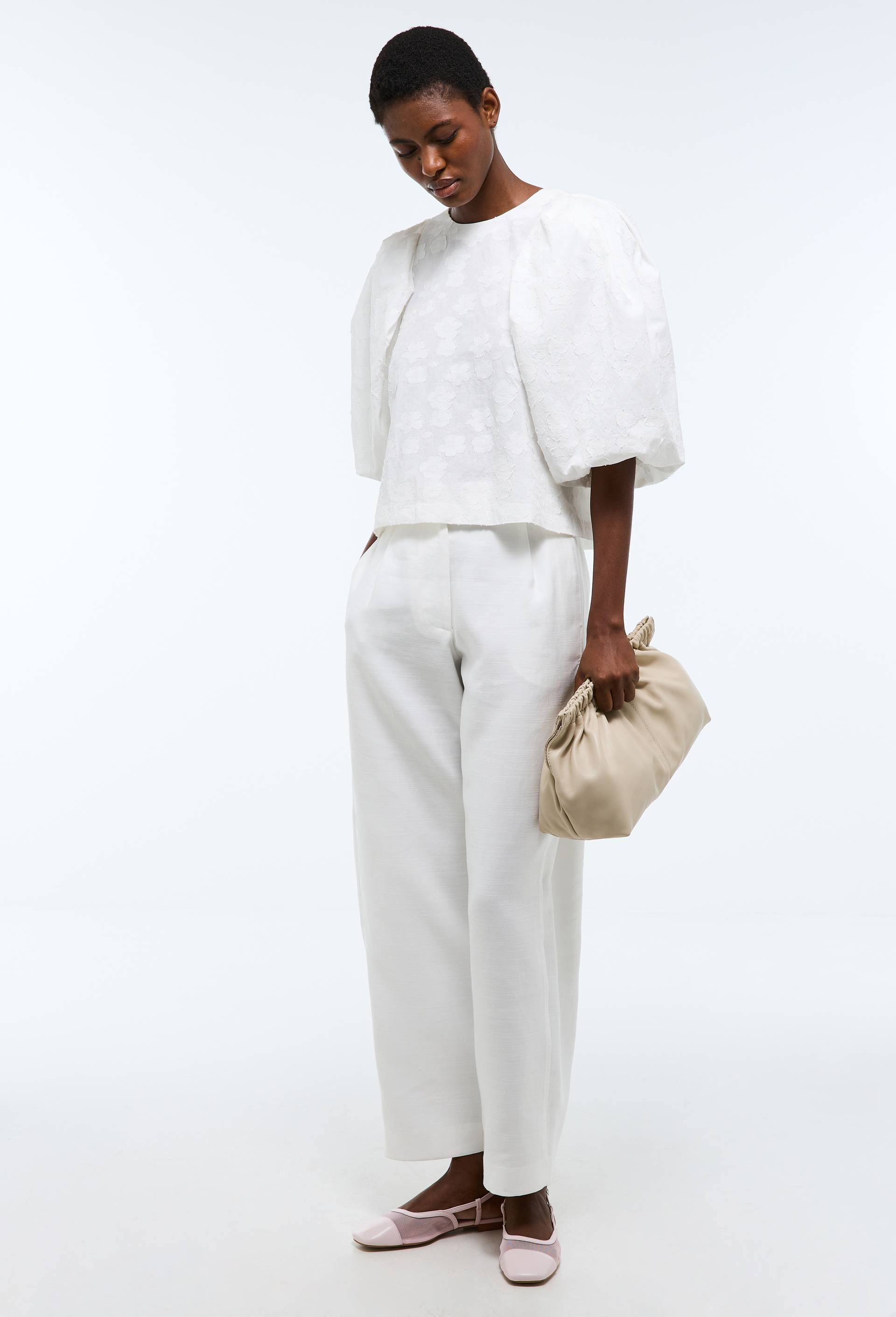 Pantalon barrel contenant du coton, Blanc, large image number 1