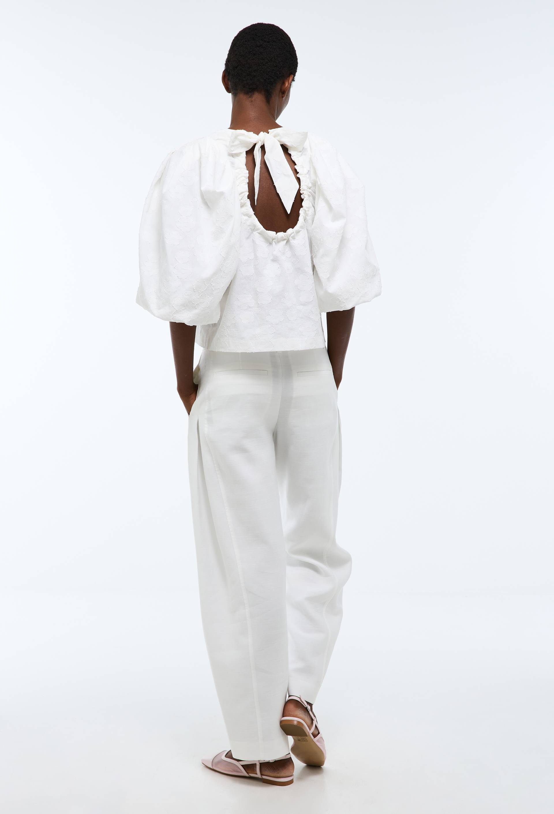 Pantalon barrel contenant du coton, Blanc, large image number 1