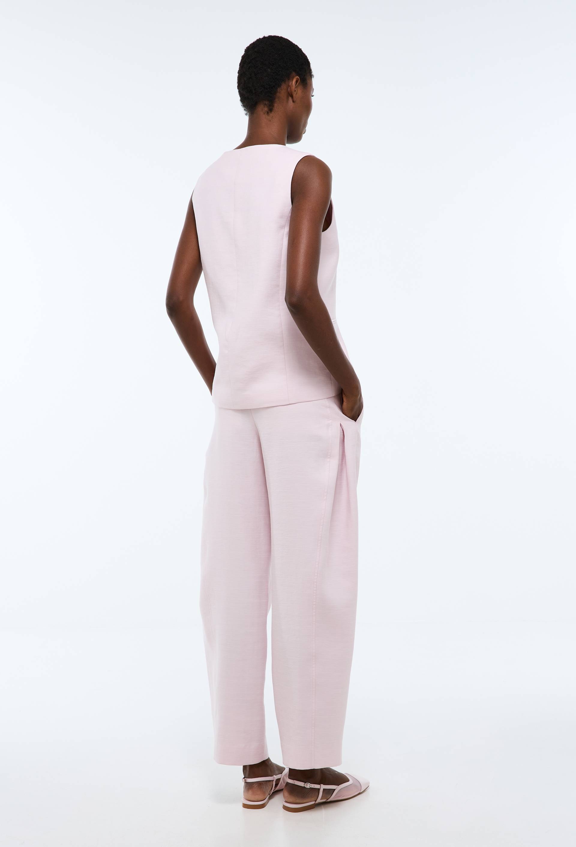 Pantalon barrel contenant du coton, Rose clair, large