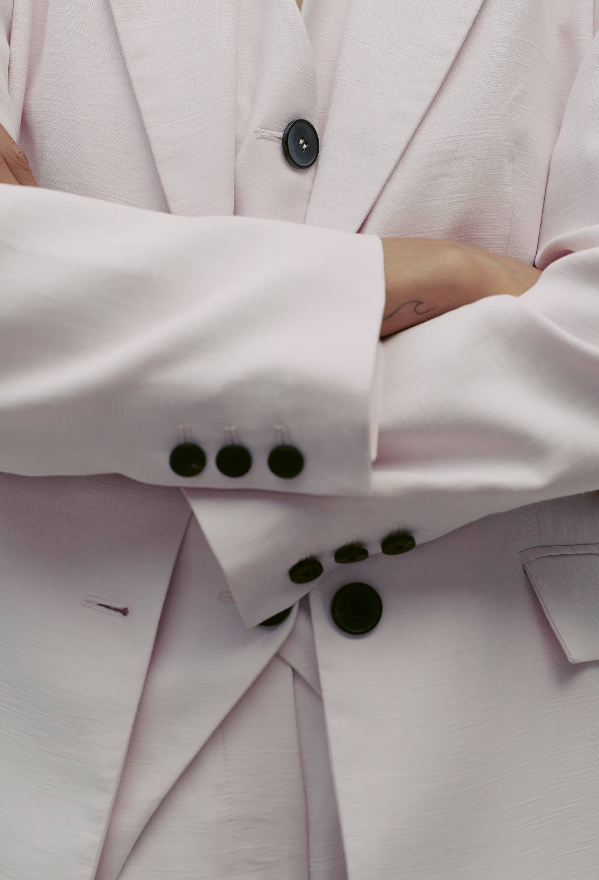 Blazer crois&eacute; manches longues contenant du coton, Rose clair, large image number 2