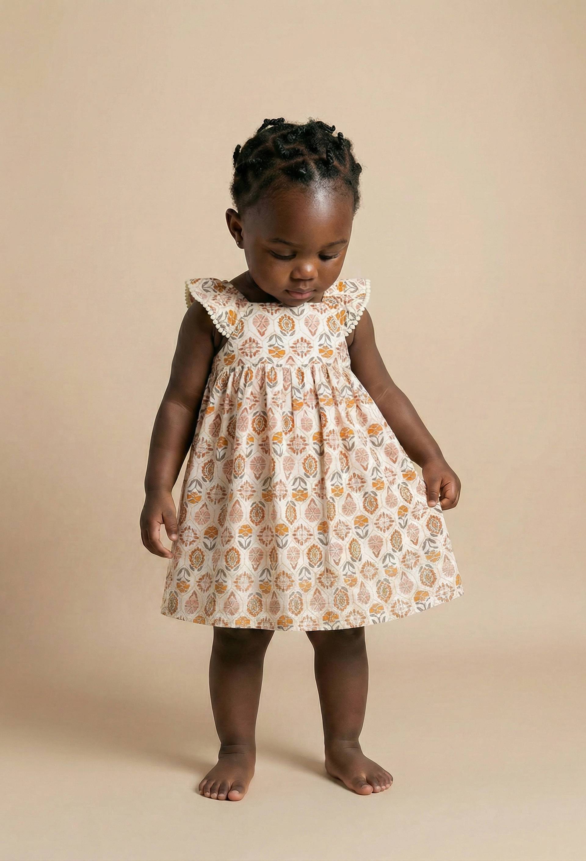 Robe avec bloomer imprim&eacute;s en coton, Beige clair, large image number 0.0