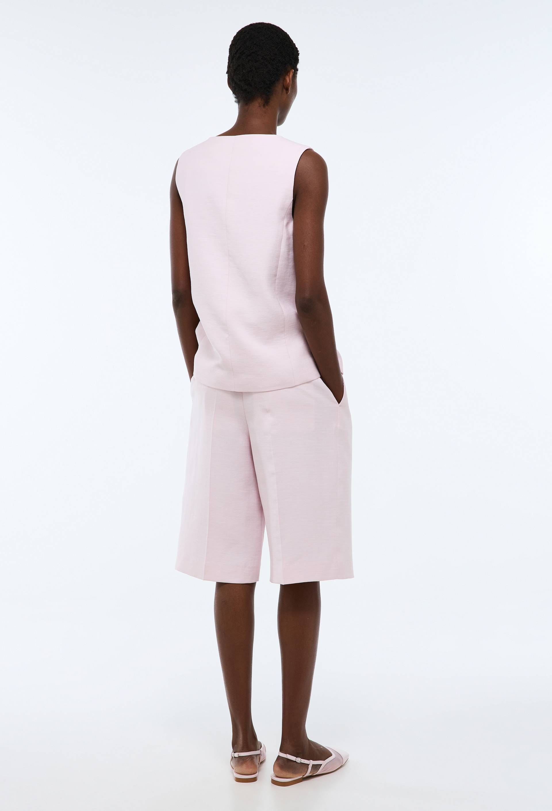 Bermuda uni contenant du coton, Rose clair, large image number 2