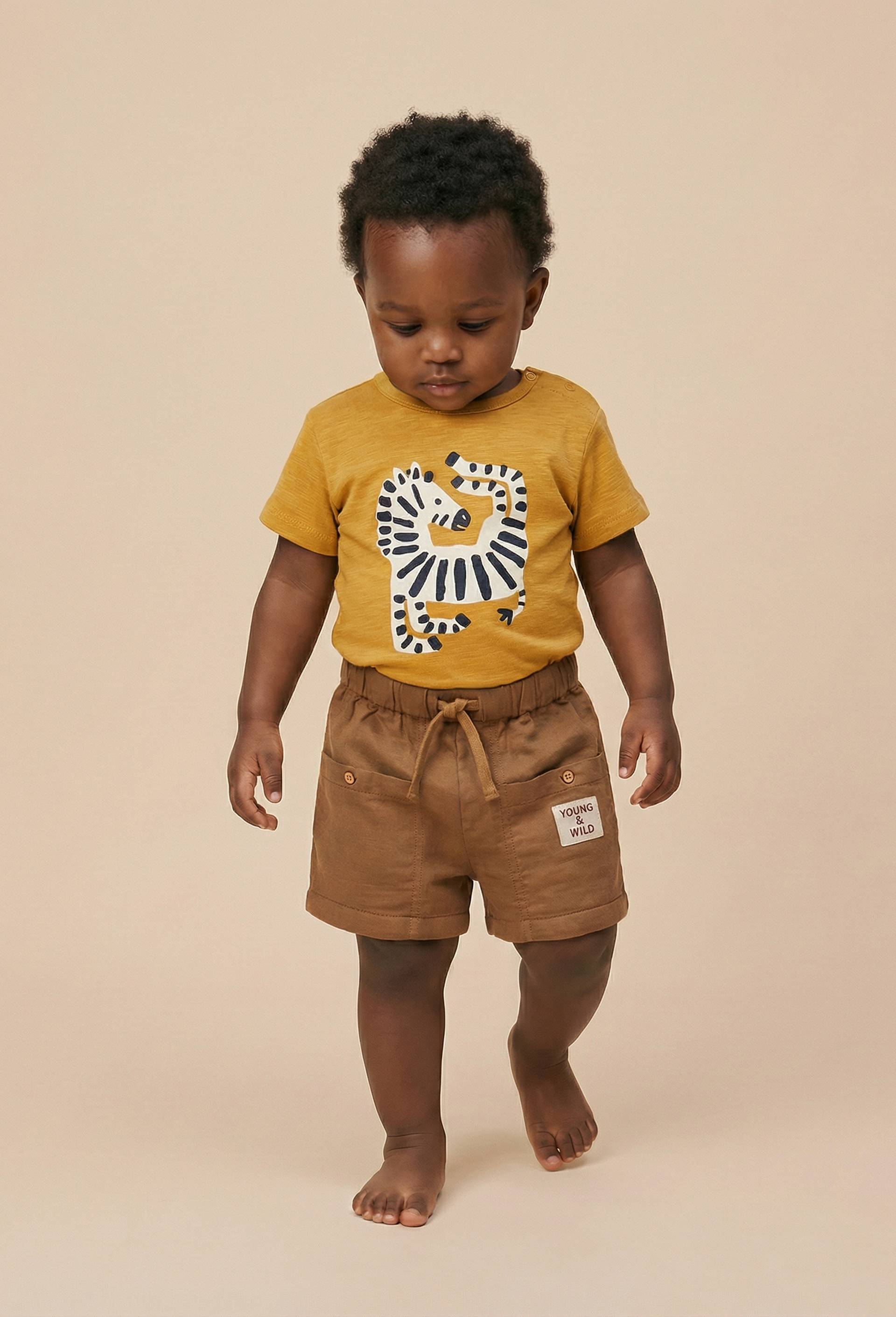 Short uni en coton BIO GOTS, Beige, swatch image