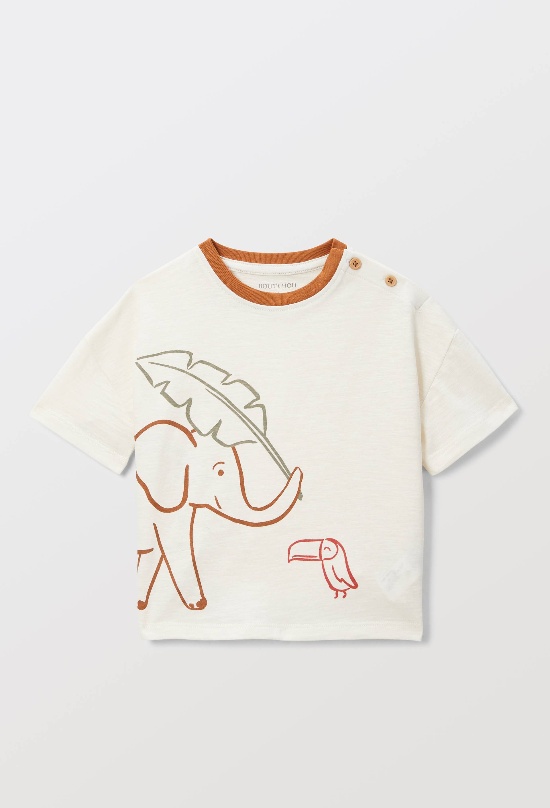 T-shirt manches courtes imprim&eacute; en coton BIO GOTS, Beige clair, large image number 1