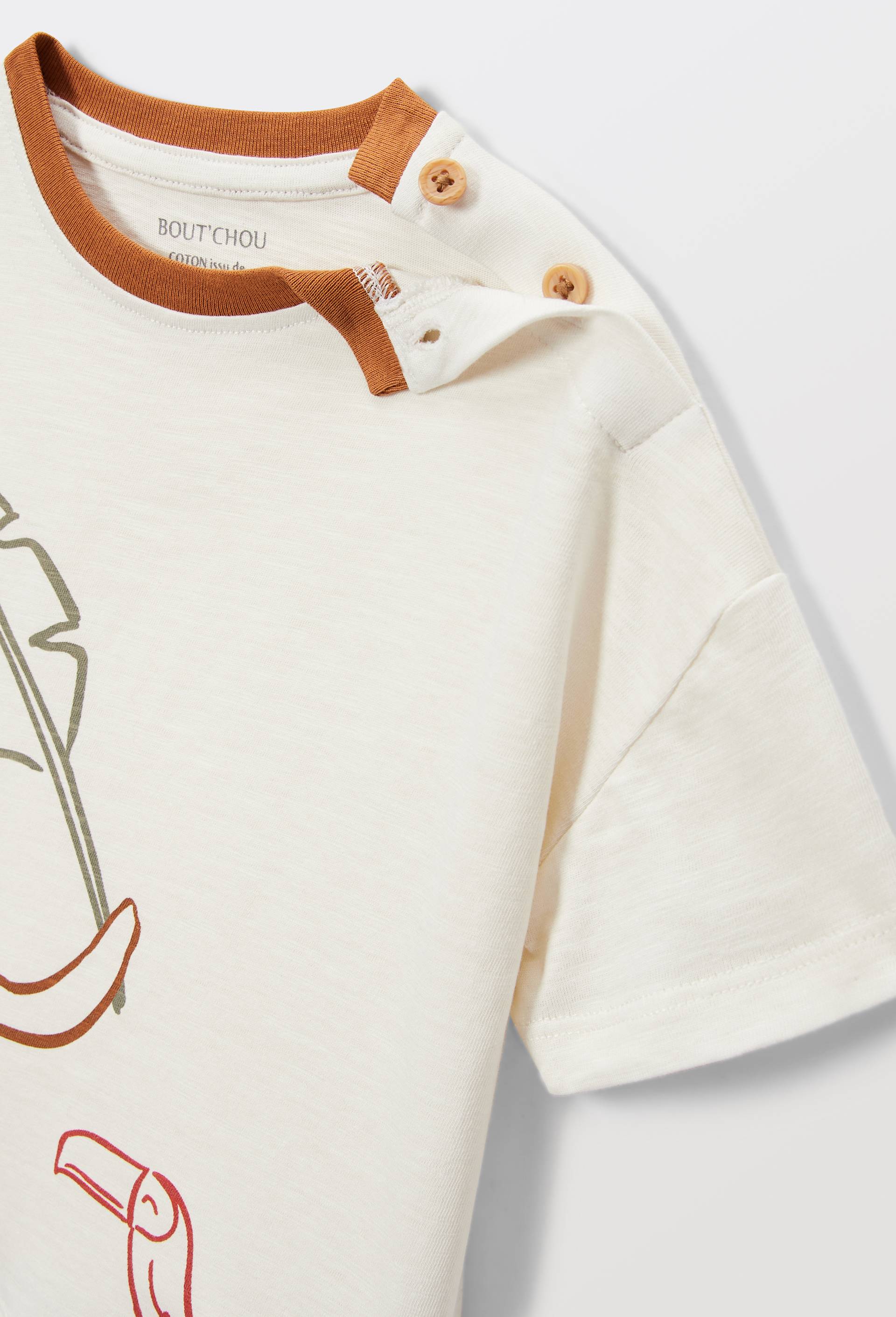 T-shirt manches courtes imprim&eacute; en coton BIO GOTS, Beige clair, large image number 3.0