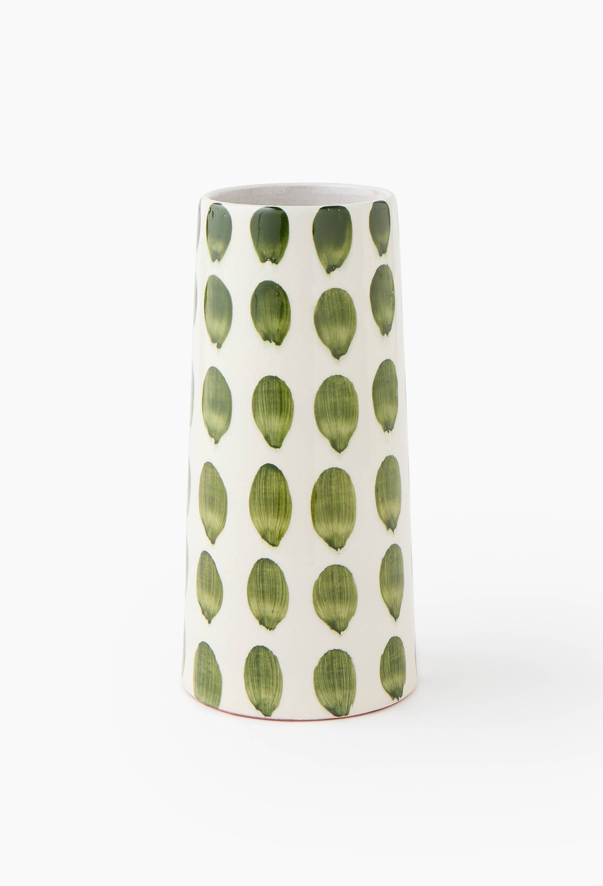 Vase droit conique, 13xH26cm, en c&eacute;ramique, Vert fonc&eacute;, large image number 0.0