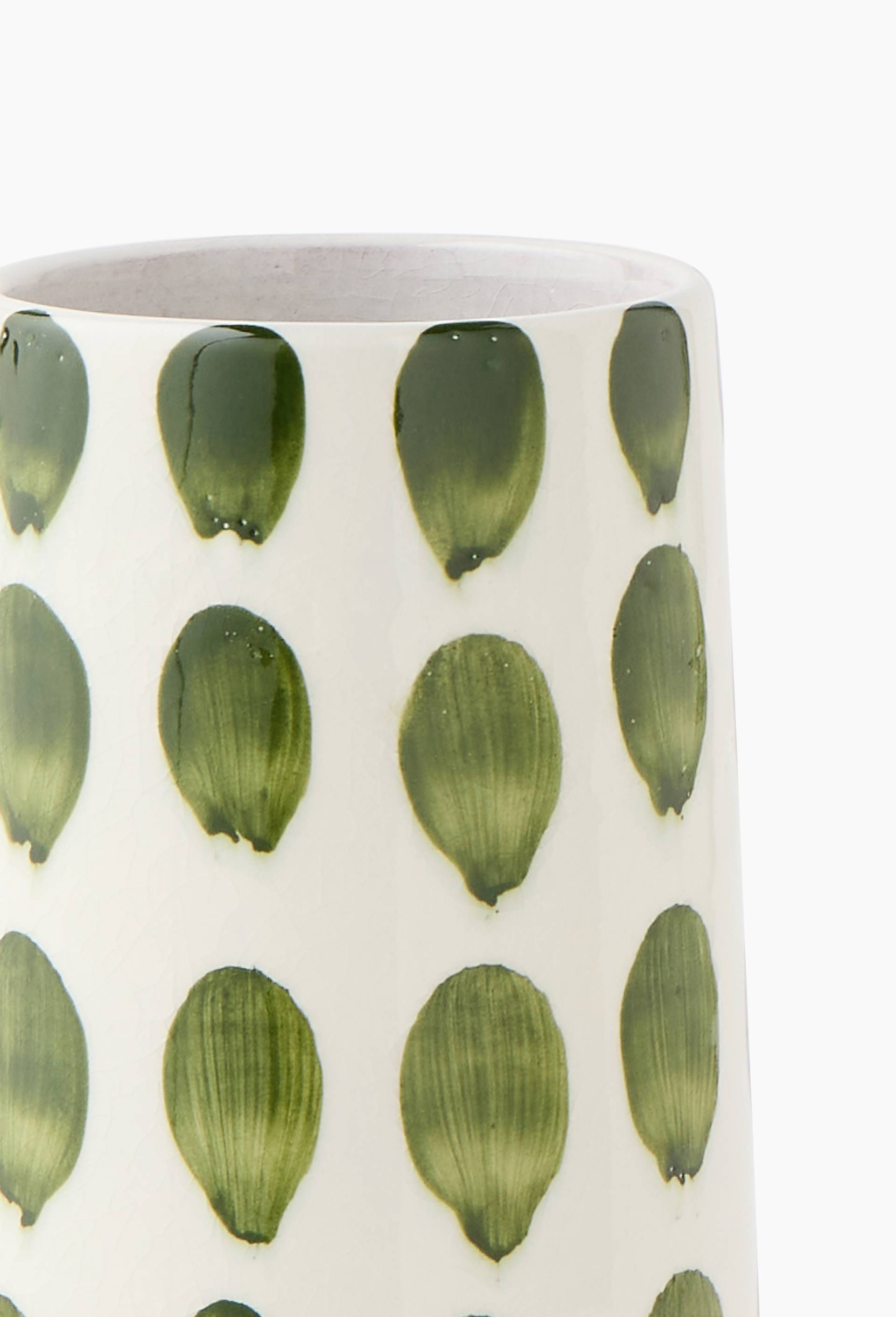 Vase droit conique, 13xH26cm, en c&eacute;ramique, Vert fonc&eacute;, large image number 1