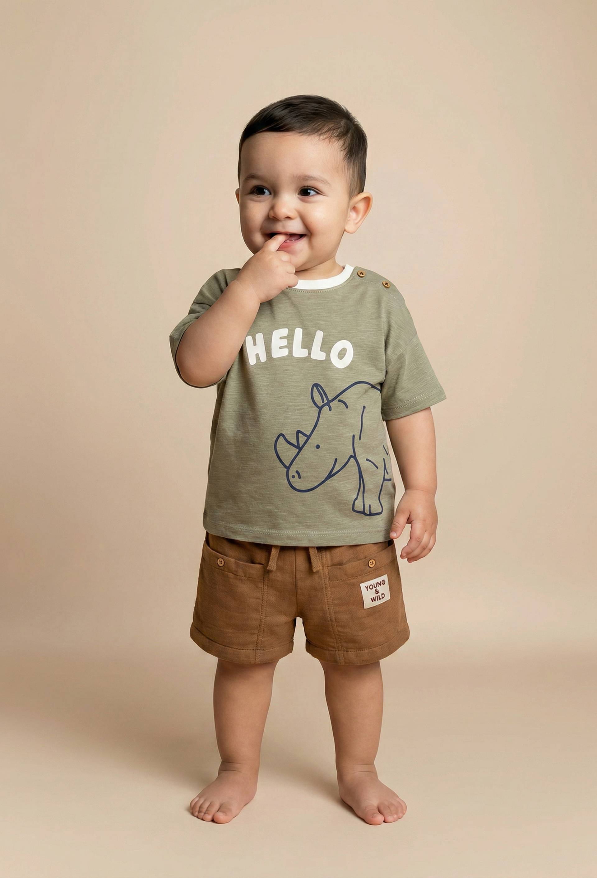 T-shirt manches courtes imprim&eacute; en coton BIO GOTS, Vert, large image number 0.0