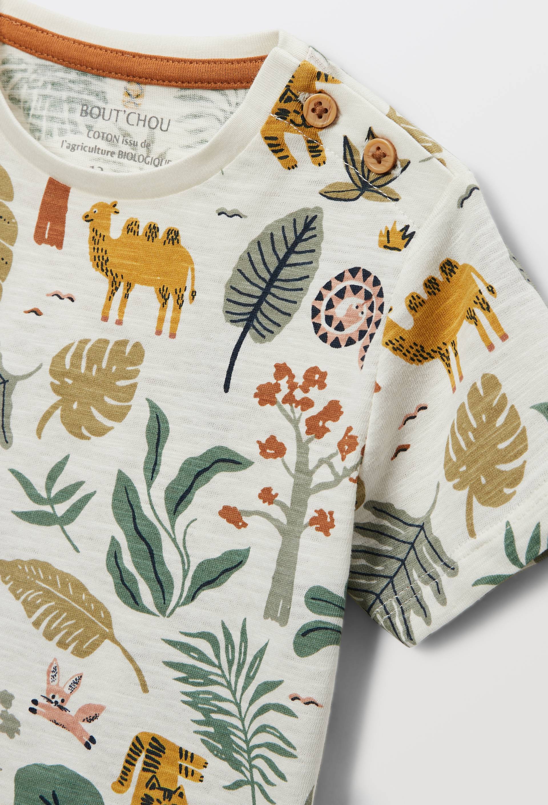 T-shirt manches courtes imprim&eacute; en coton BIO GOTS, Beige clair, large image number 3