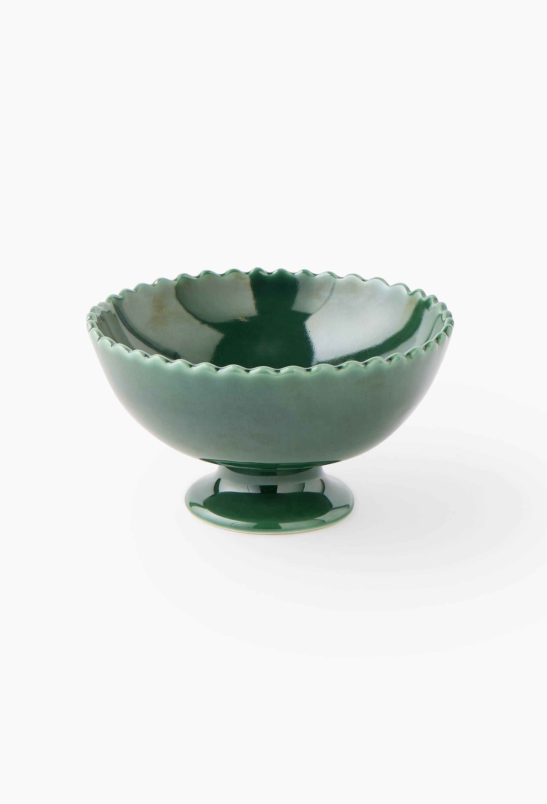 Coupelle sur pied,17.8x17.8x9.7CM, en c&eacute;ramique, Vert, large image number 0.0