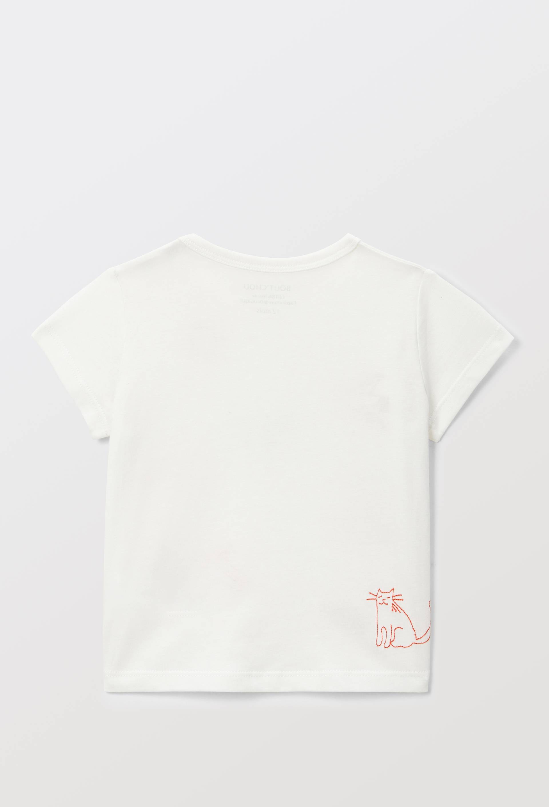 T-shirt manches courtes brod&eacute; en coton BIO GOTS, Beige clair, large image number 2.0