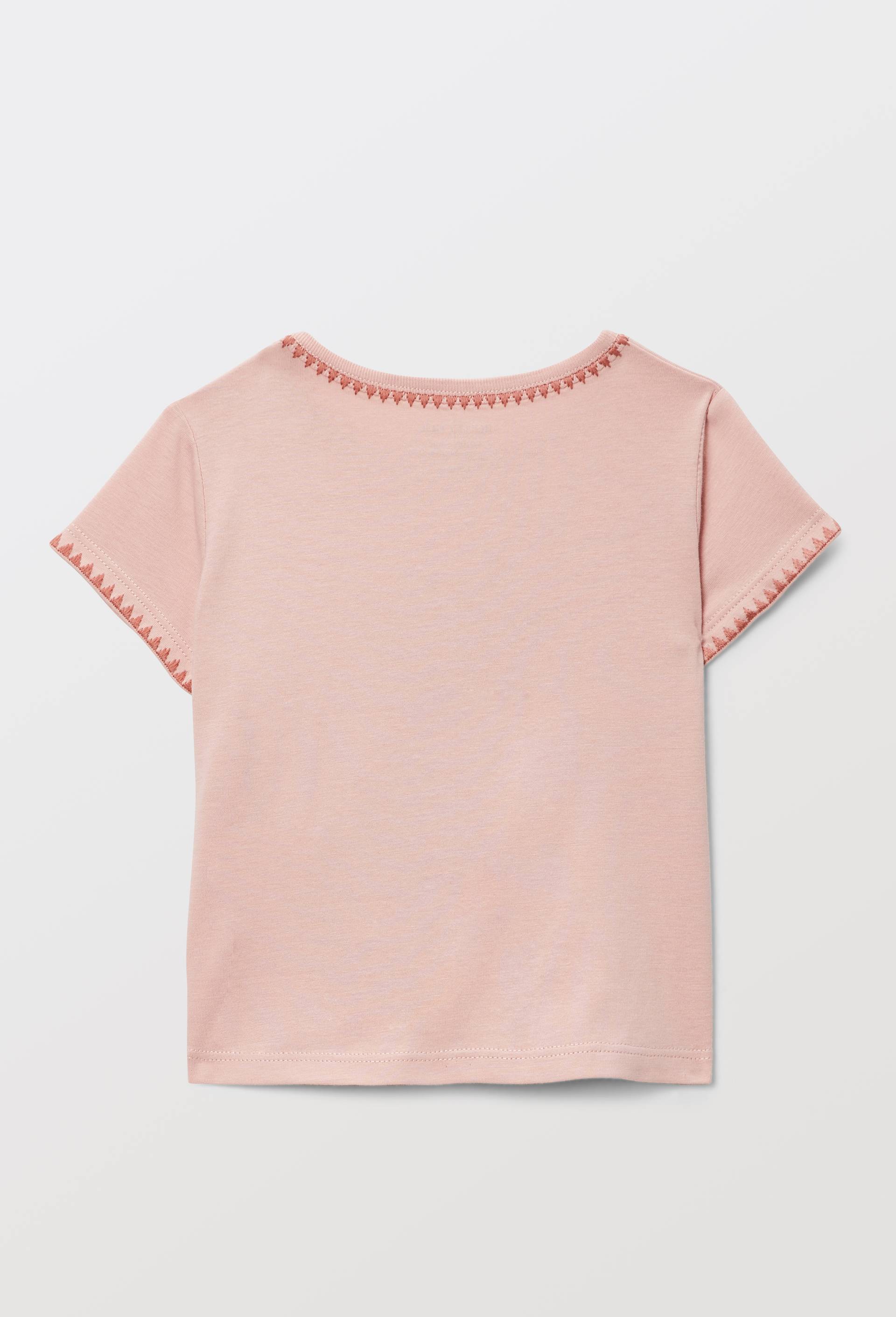 T-shirt manches courtes brod&eacute; en coton BIO GOTS, Rose, large image number 2.0