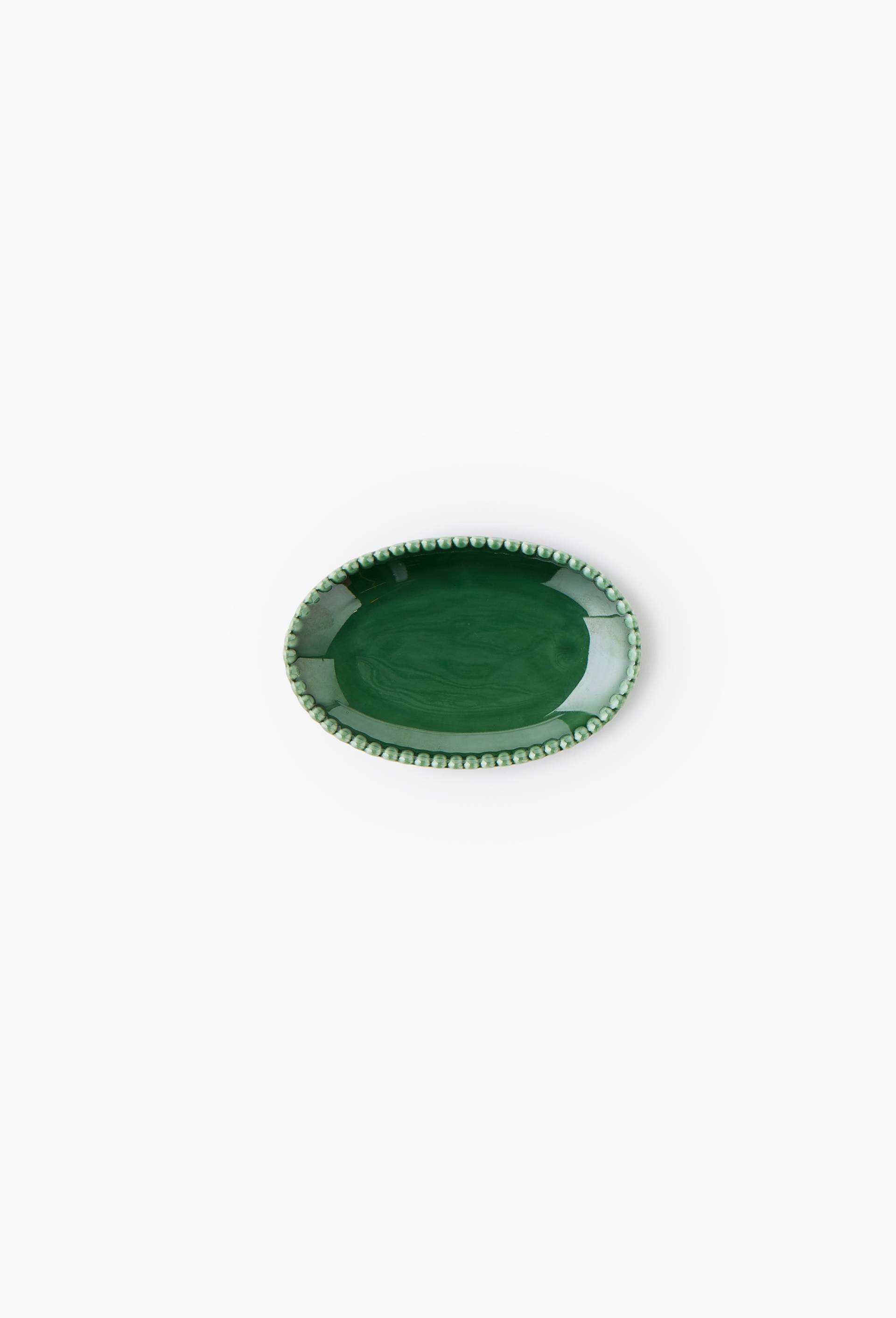 Vide poche perl&eacute;, 15.5X10.5X2CM, en c&eacute;ramique, Vert, large image number 0