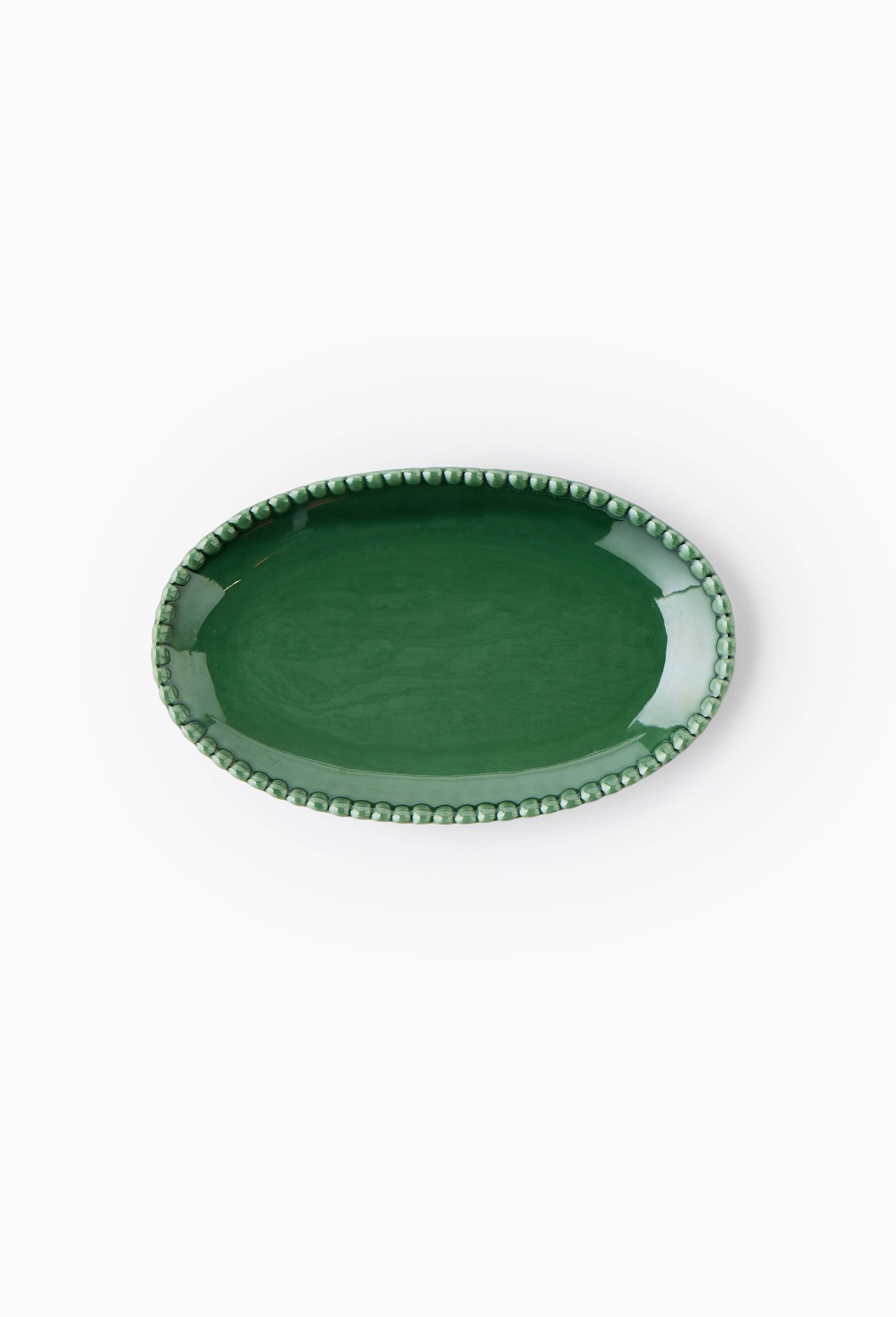 Vide poche oval perl&eacute;, 25.5*15.5*2.7CM, en c&eacute;ramique, Vert, large image number 0