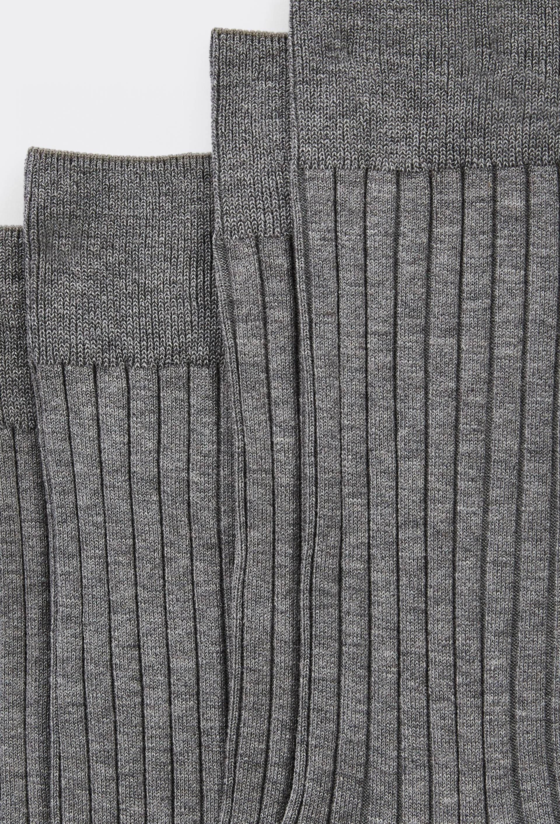 Lot de 2 chaussettes &agrave; c&ocirc;tes en fil d'&eacute;cosse en coton, Gris, large image number 1
