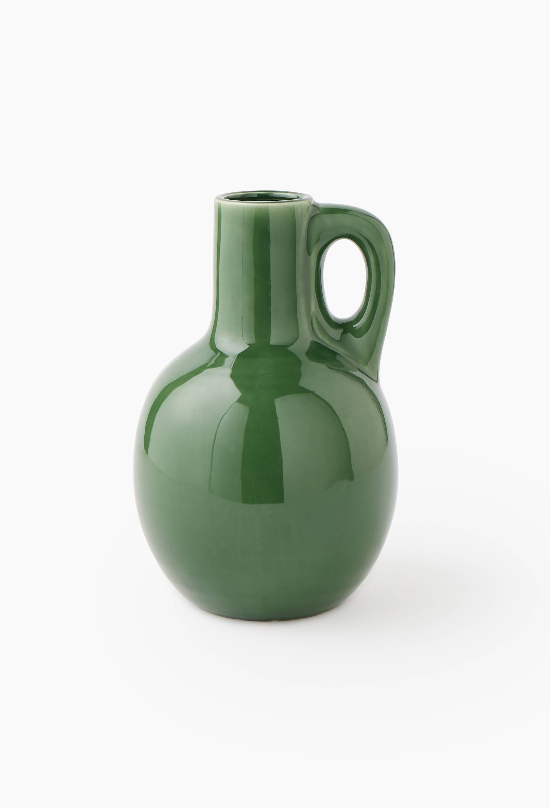 Vase,16.5xH25.5cm, en gr&egrave;s, Vert, large image number 0.0