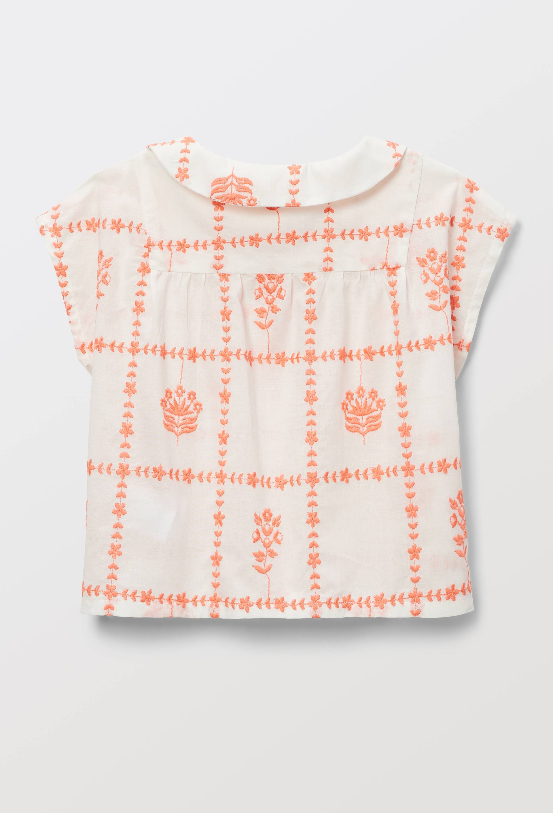Chemise sans manches &agrave; carreaux brod&eacute;e en coton, Orange, large image number 2.0