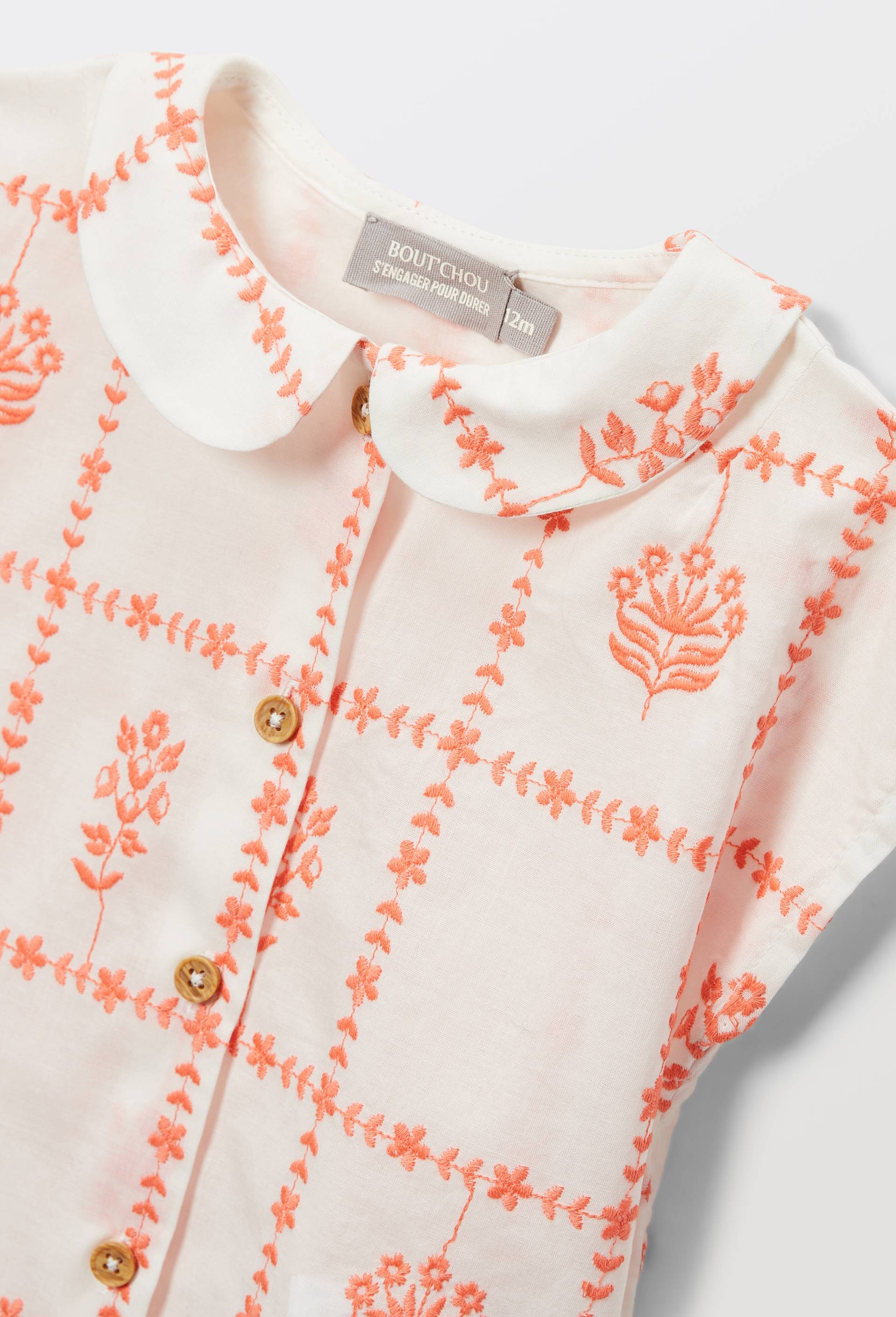 Chemise sans manches &agrave; carreaux brod&eacute;e en coton, Orange, large image number 3