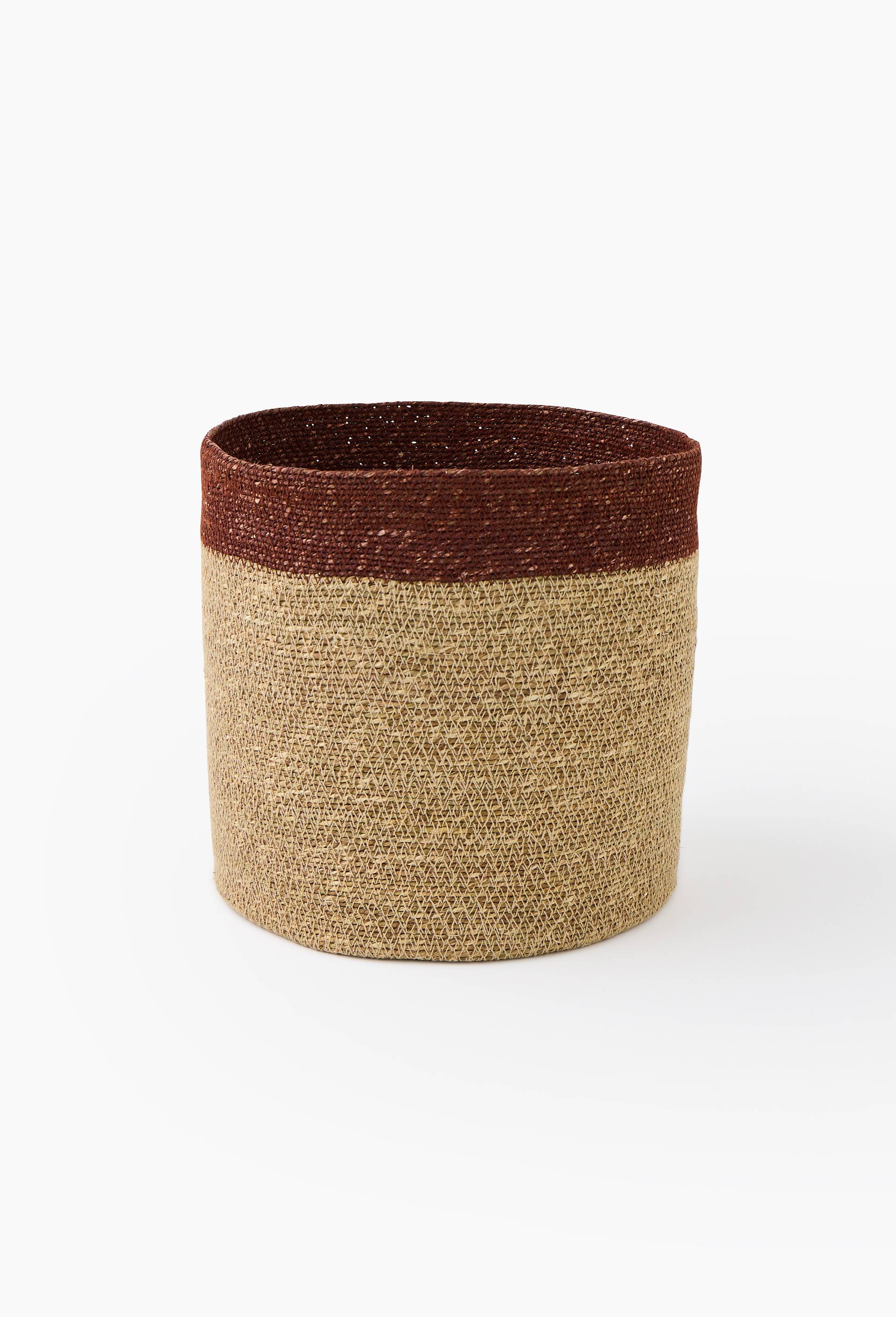 Panier rond en jute rebord couleur GM, Rouge fonc&eacute;, large image number 0
