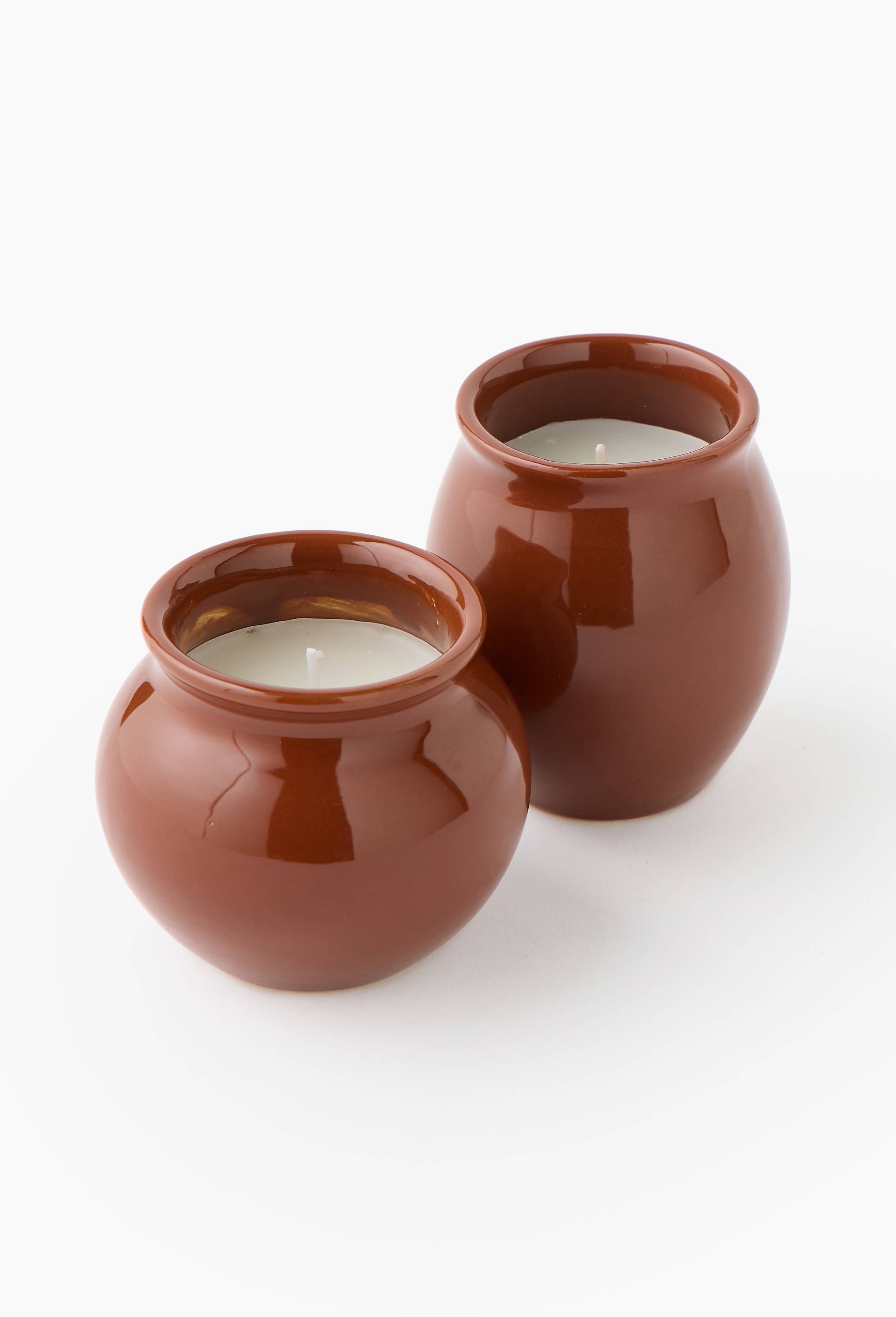 Bougie dans pot en c&eacute;ramique,  ?8.2&times;7.2Hcm, Brun, large image number 1