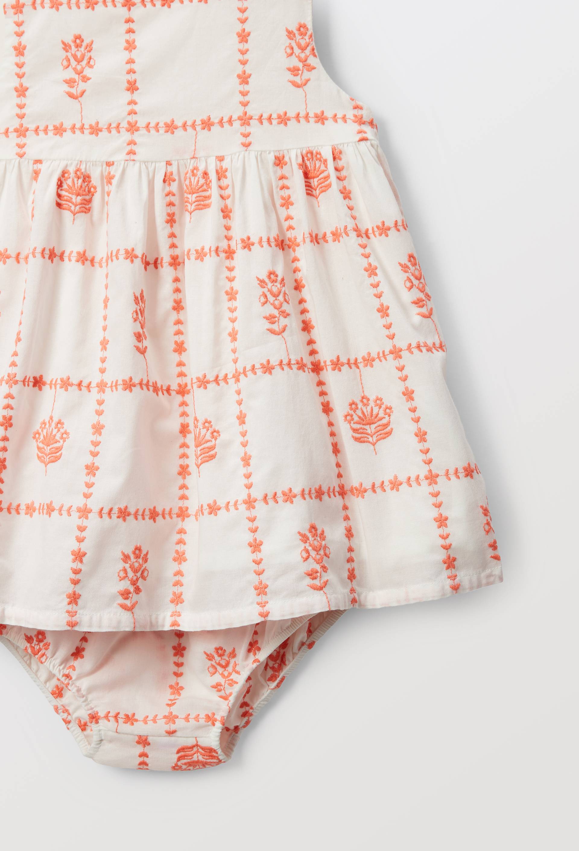 Robe &agrave; carreaux brod&eacute;e en coton, Orange, large image number 4.0
