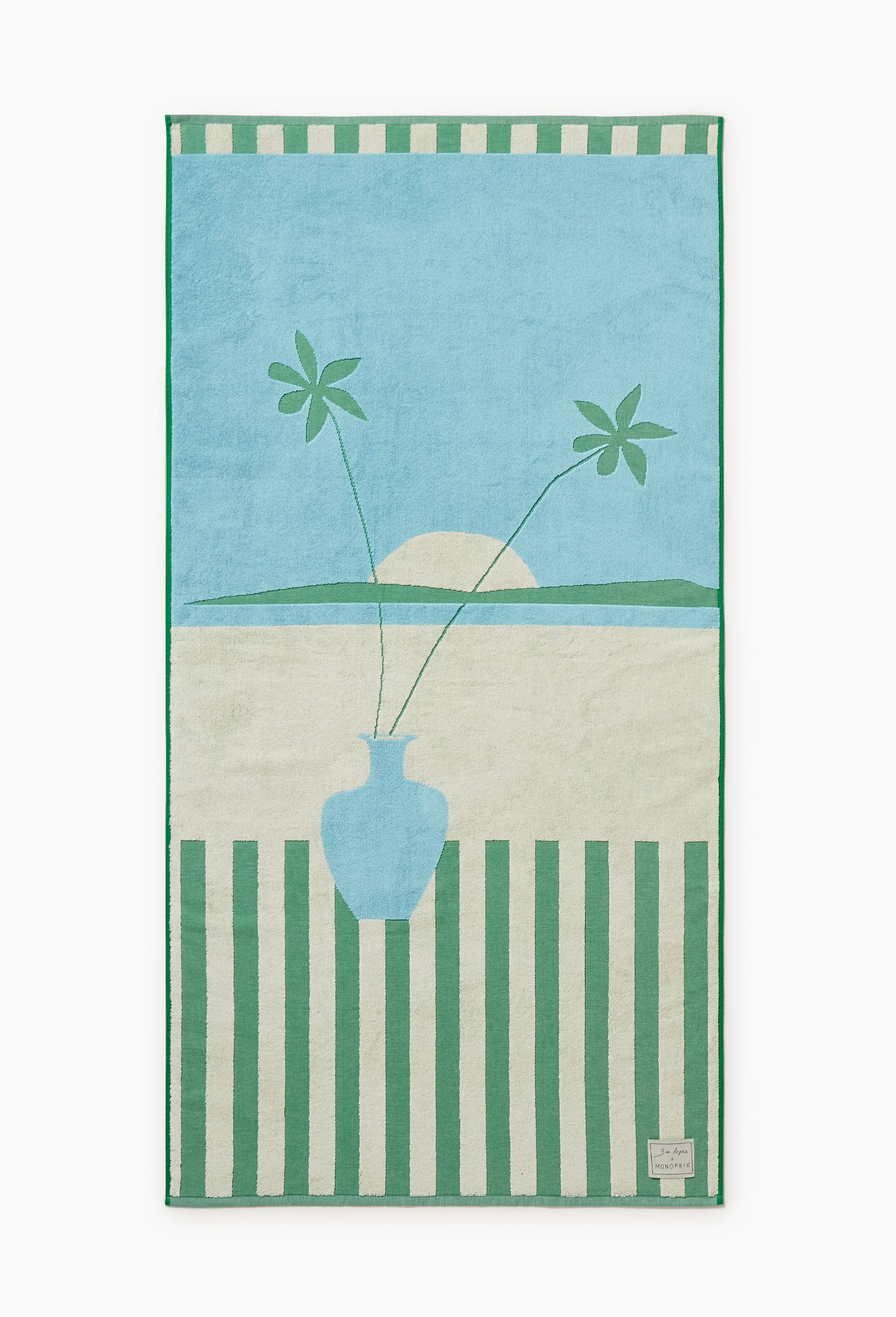 Drap de bain, 90x175cm, en coton BIO GOTS - BEN ARPEA x MONOPRIX, Bleu, large image number 0