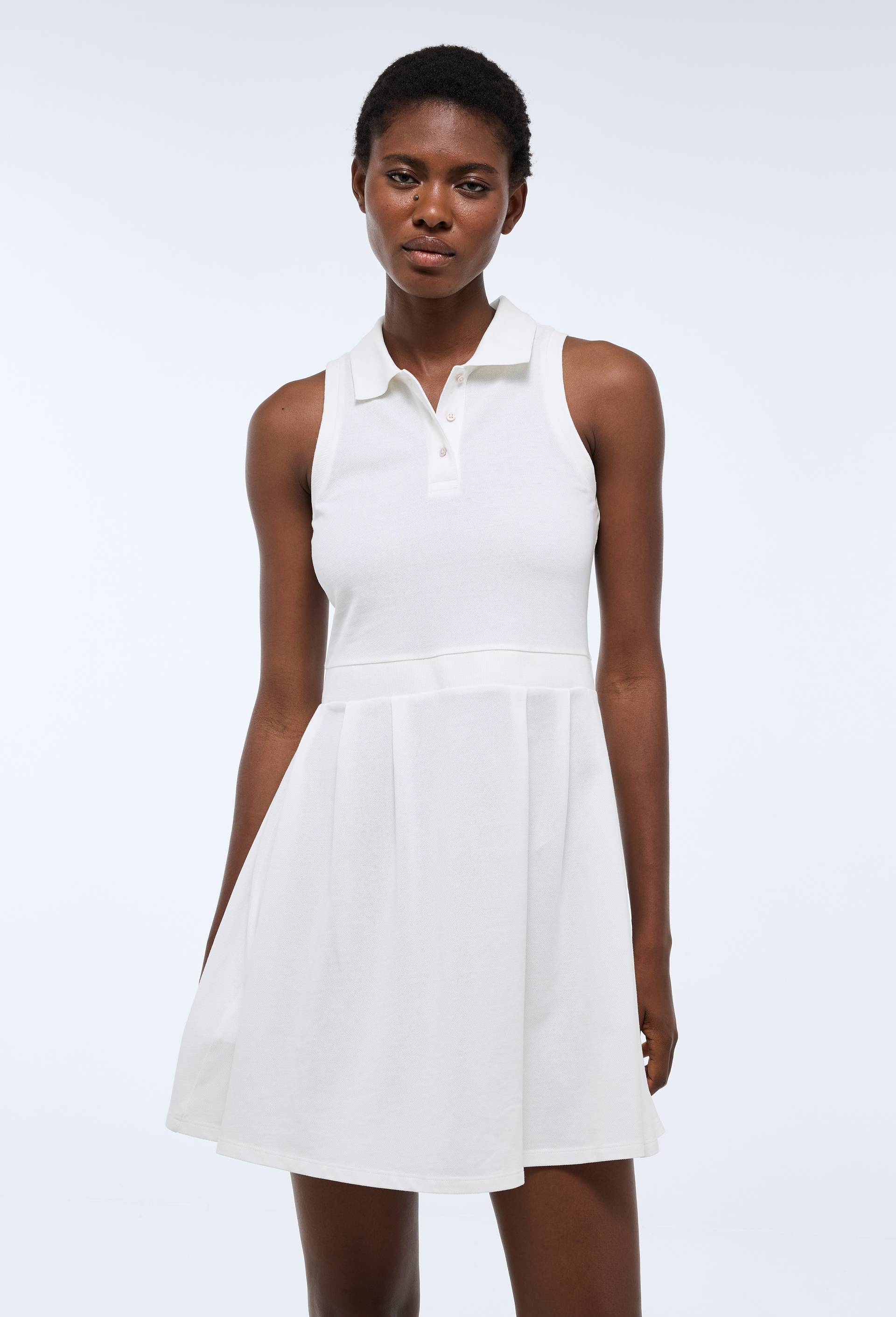 Robe polo sans manches unie en coton BIO GOTS, Ecru, large image number 0.0