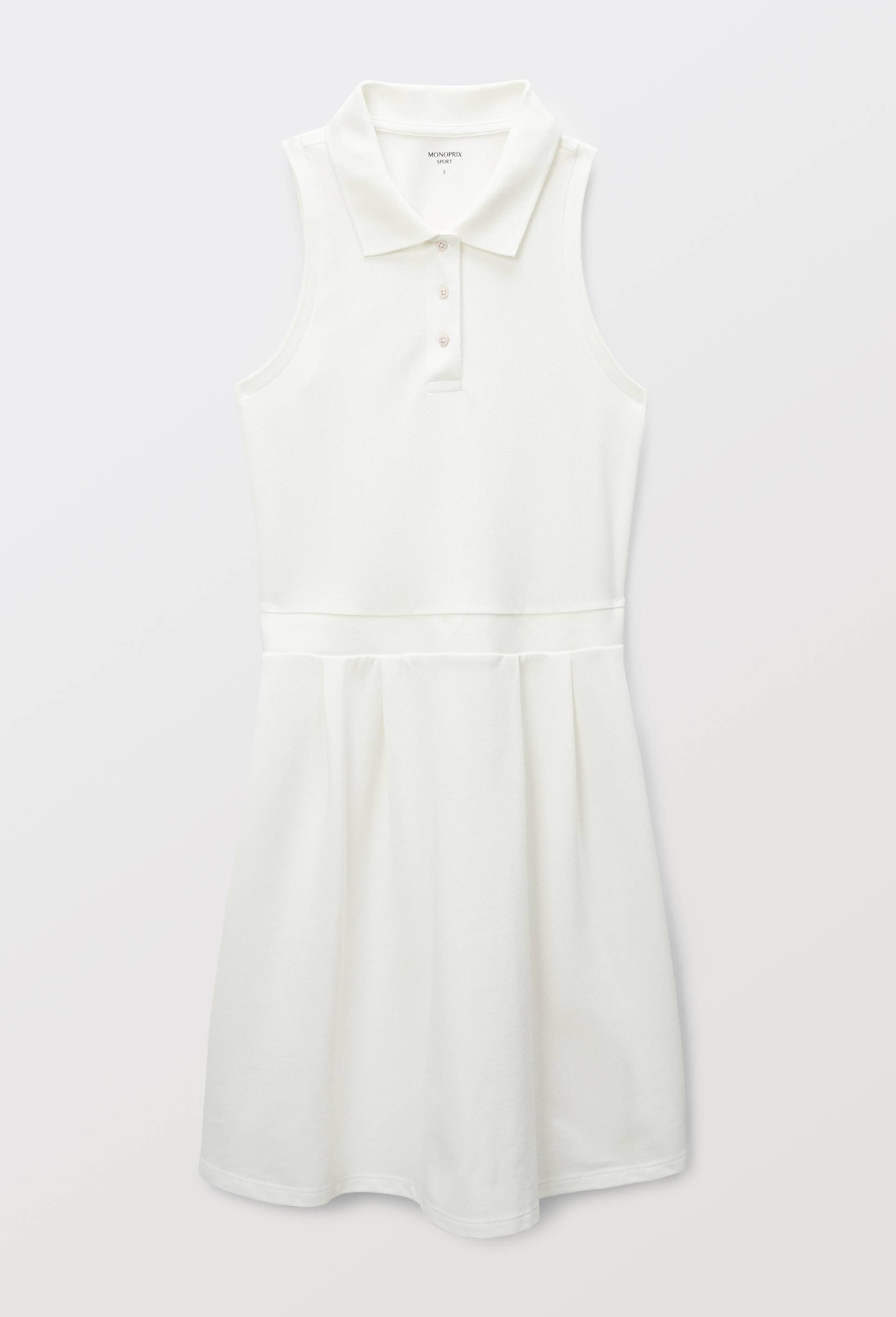 Robe polo sans manches unie en coton BIO GOTS, Ecru, large image number 3
