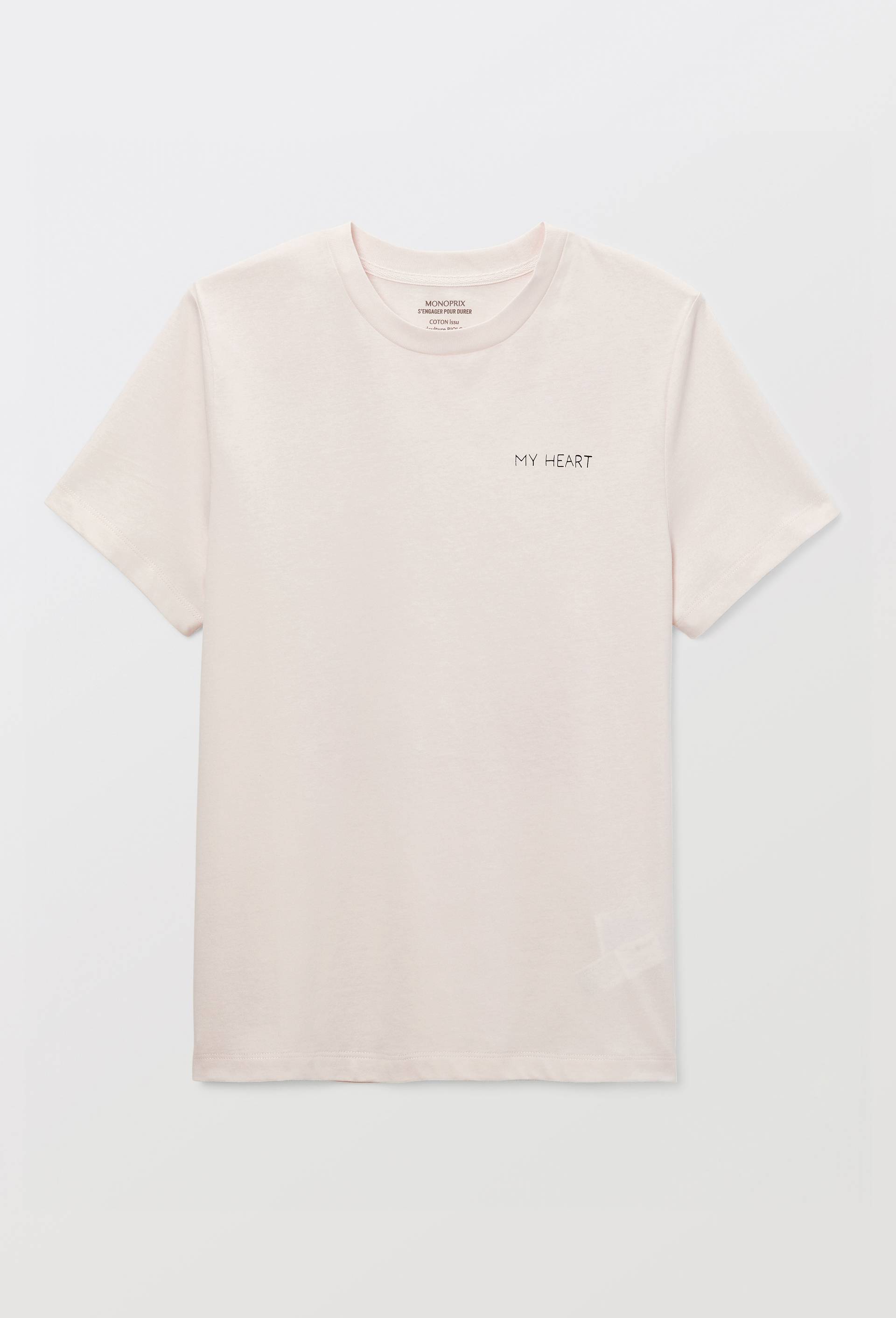 T-shirt &agrave; manches courtes &agrave; message imprim&eacute; en coton BIO, Beige clair, large image number 2
