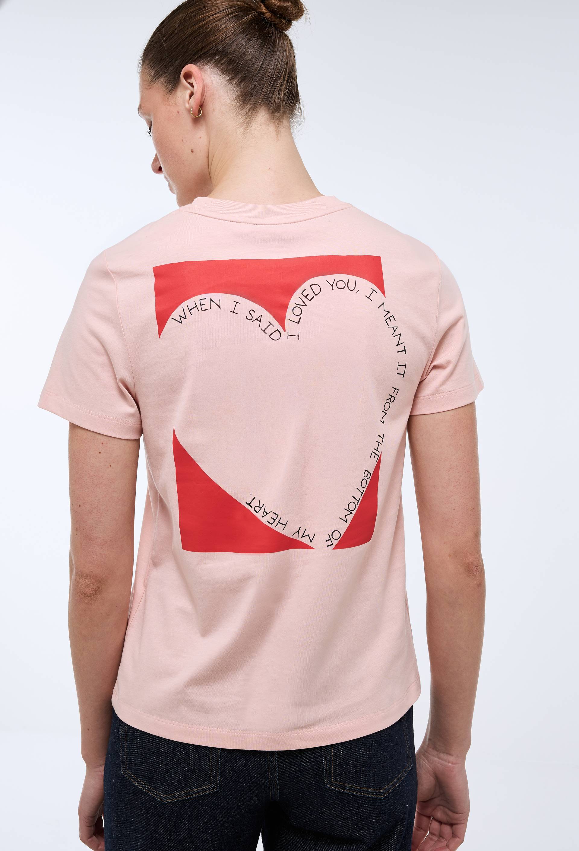T-shirt &agrave; manches courtes &agrave; message imprim&eacute; en coton BIO, Rose clair, large image number 1