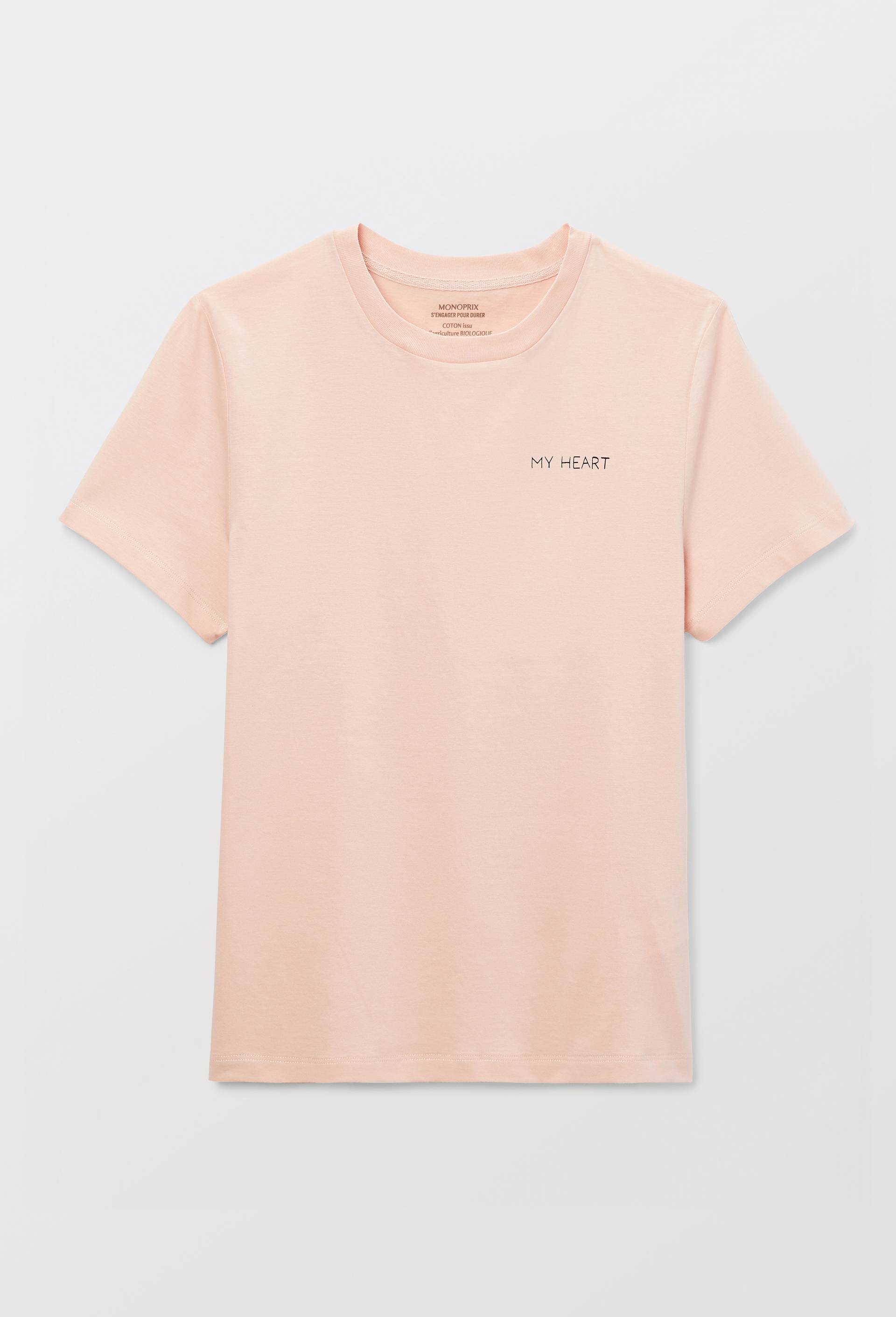 T-shirt &agrave; manches courtes &agrave; message imprim&eacute; en coton BIO, Rose clair, large image number 2.0