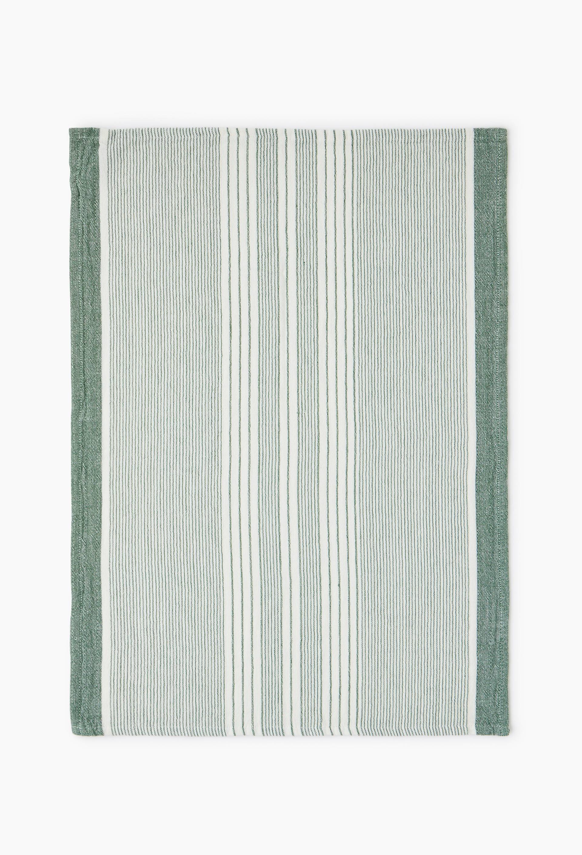 Torchon gaze ray&eacute;, 50x70cm, 100% coton, oekotex, Vert, large image number 1