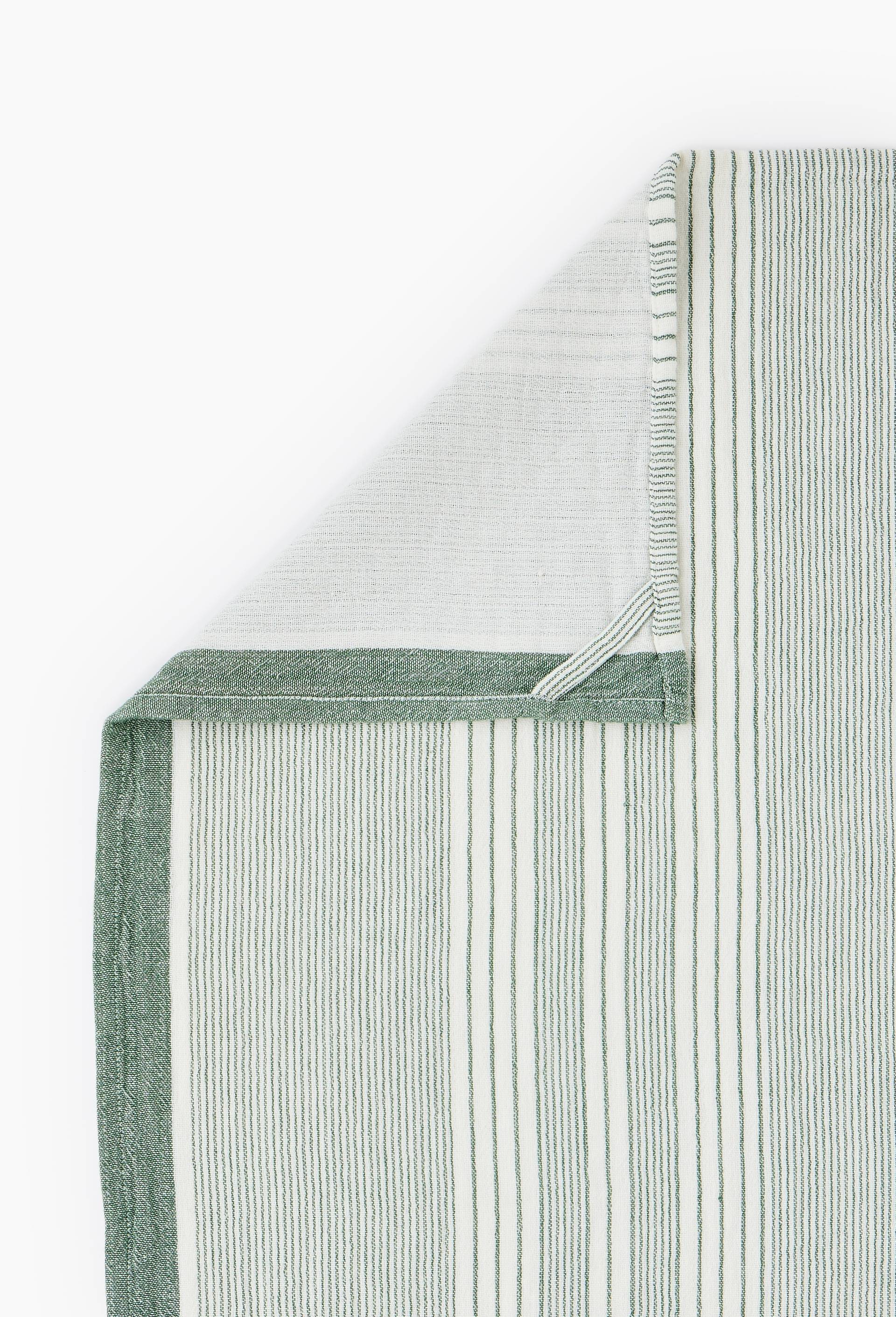 Torchon gaze ray&eacute;, 50x70cm, 100% coton, oekotex, Vert, large image number 2