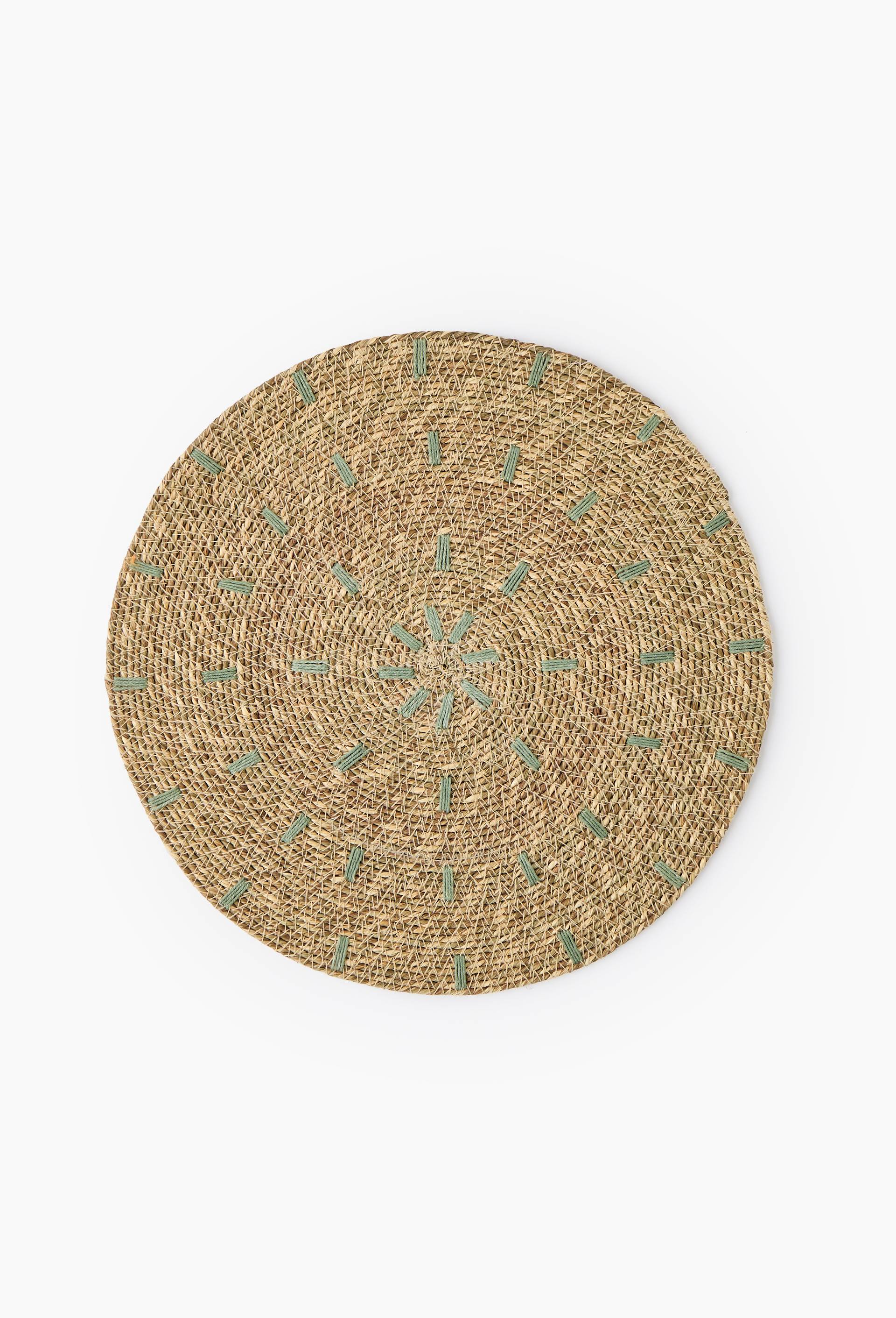 Set rond, 38cm de diam&egrave;tre, jute, Vert, large image number 0