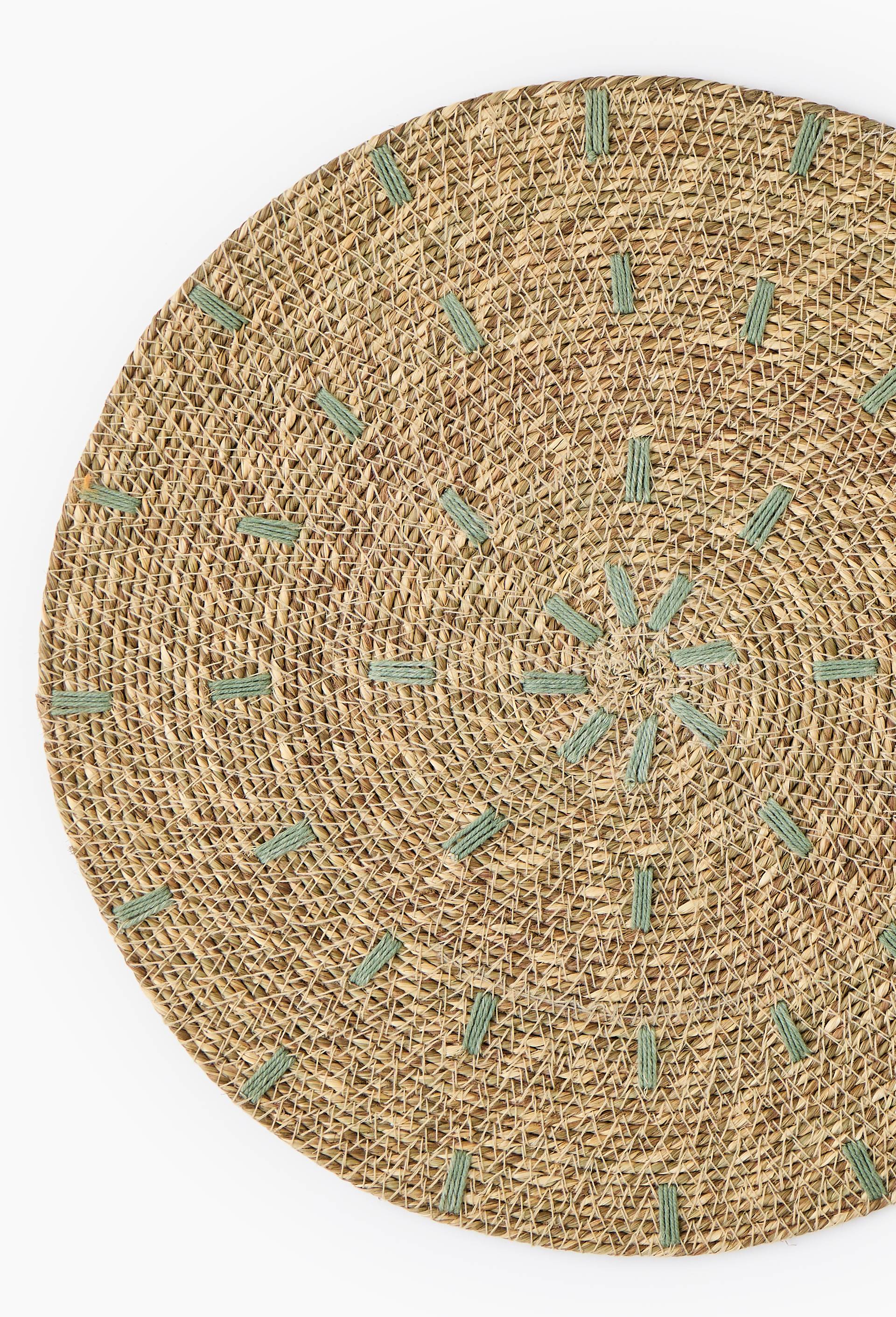 Set rond, 38cm de diam&egrave;tre, jute, Vert, large image number 1.0