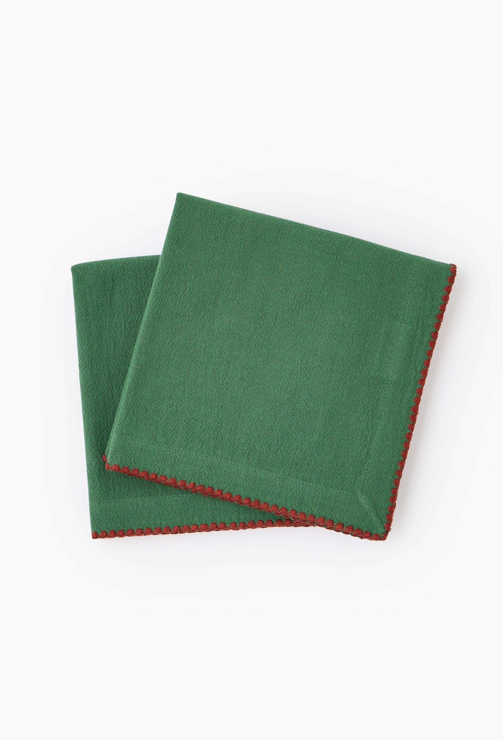 Lot de 2 serviettes, 40x40cm, 100% coton, Vert, large image number 0.0