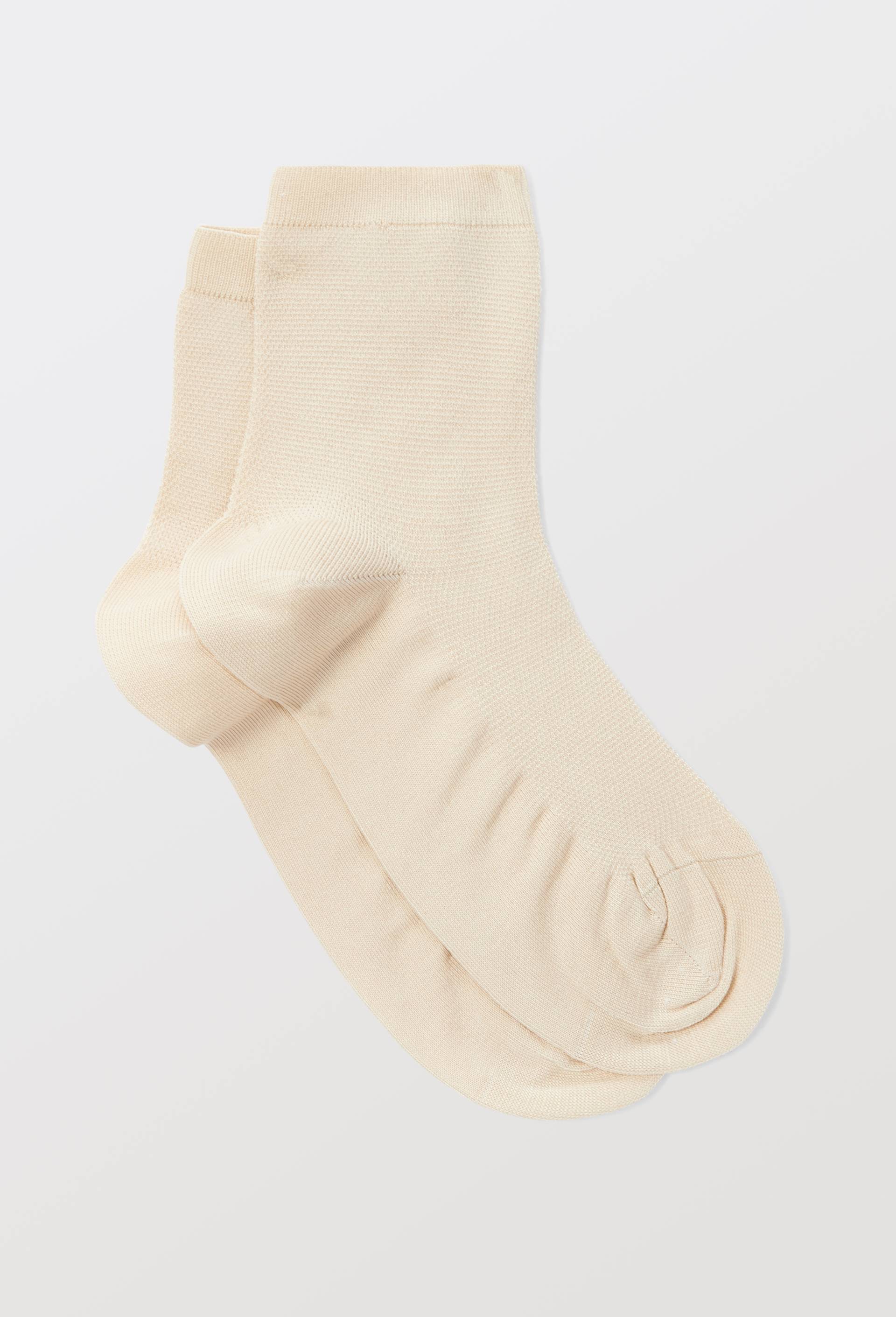 Paire de socquettes en fil d'&eacute;cosse, Beige clair, large image number 0