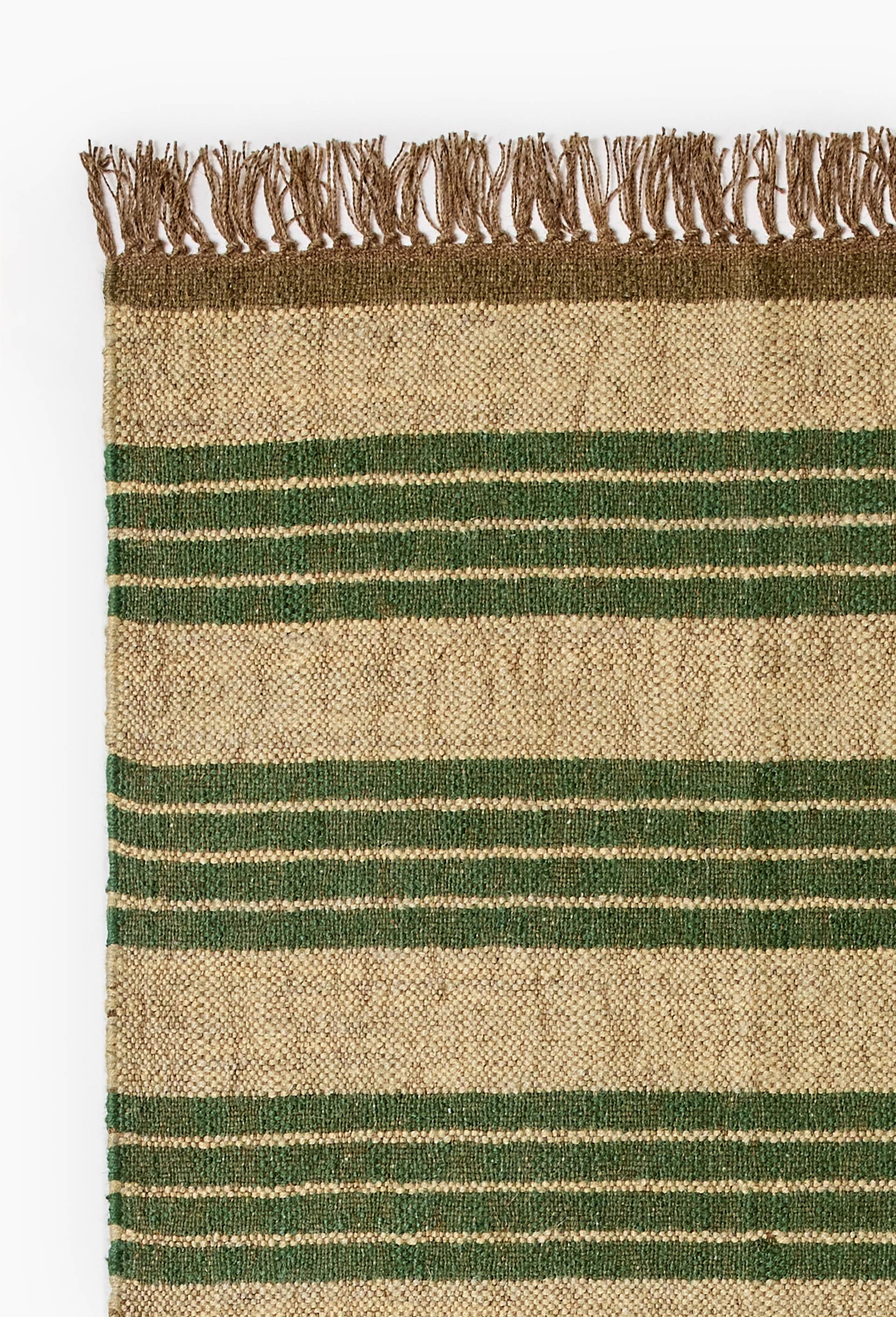 Tapis kilim, 120x80cm, 80% jute et 20% laine, Vert, large image number 2.0
