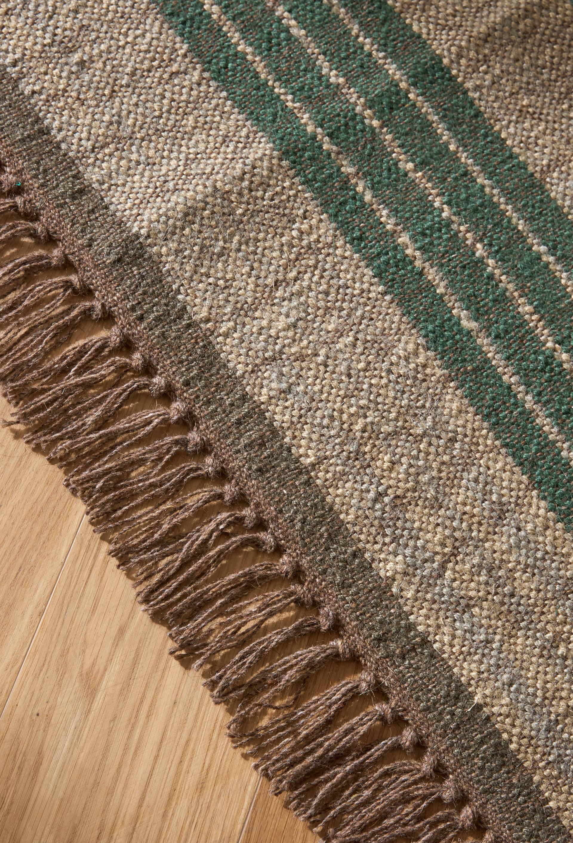 Tapis kilim, 120x80cm, 80% jute et 20% laine, Vert, large image number 3
