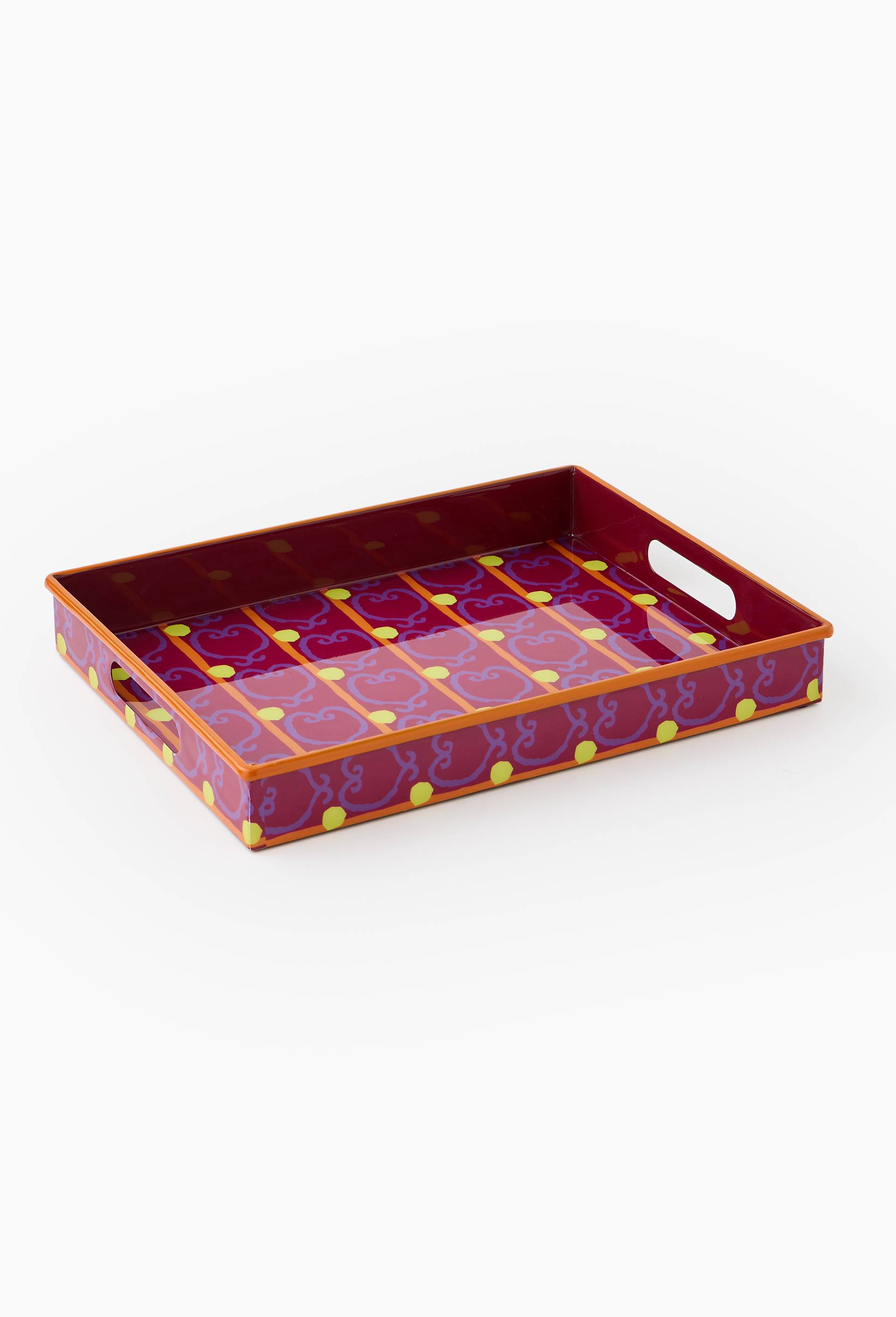 Plateau, 5x38x29cm, en m&eacute;tal - LES CRAFTIES x MONOPRIX, Rouge fonc&eacute;, large image number 1
