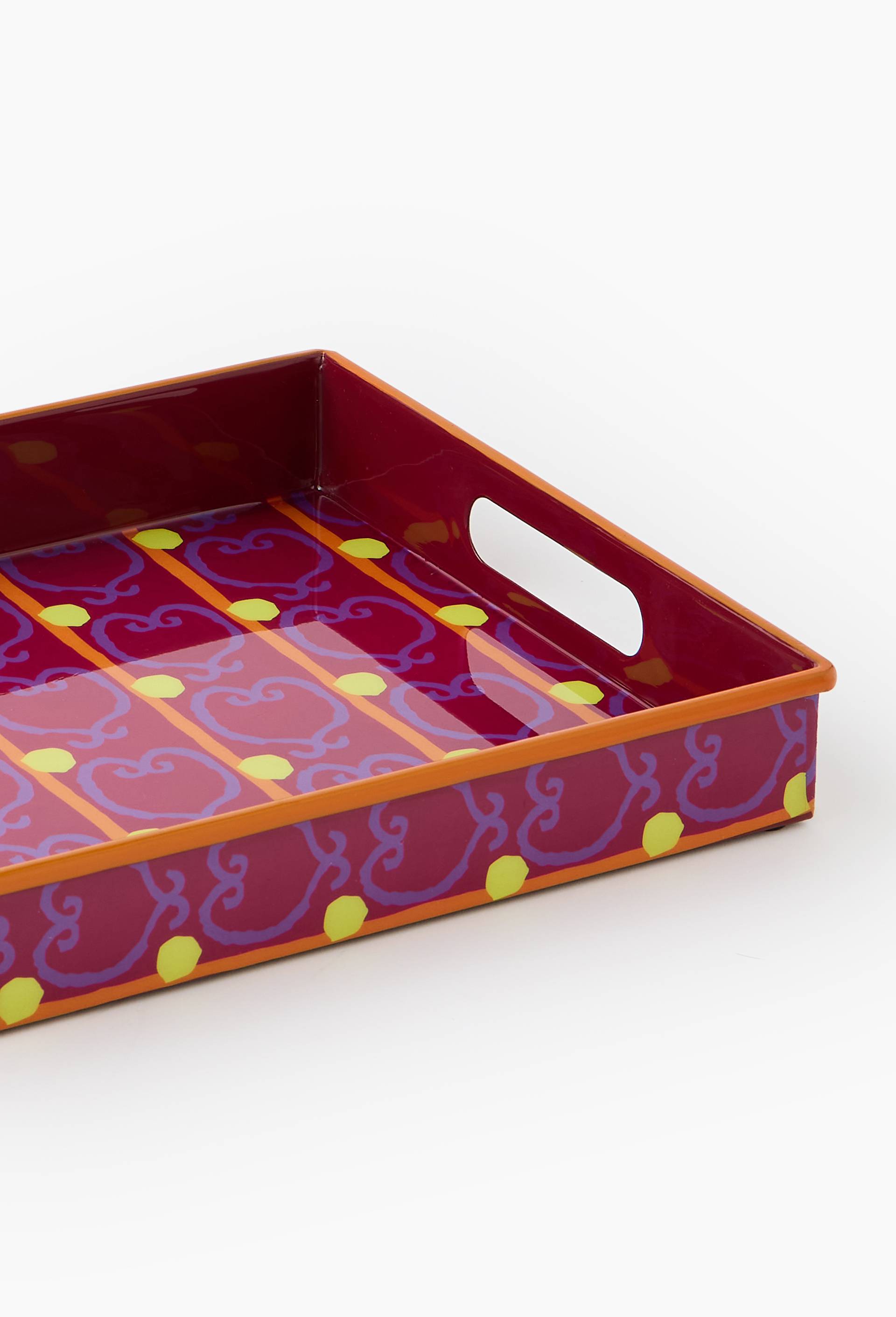 Plateau, 5x38x29cm, en m&eacute;tal - LES CRAFTIES x MONOPRIX, Rouge fonc&eacute;, large image number 2.0