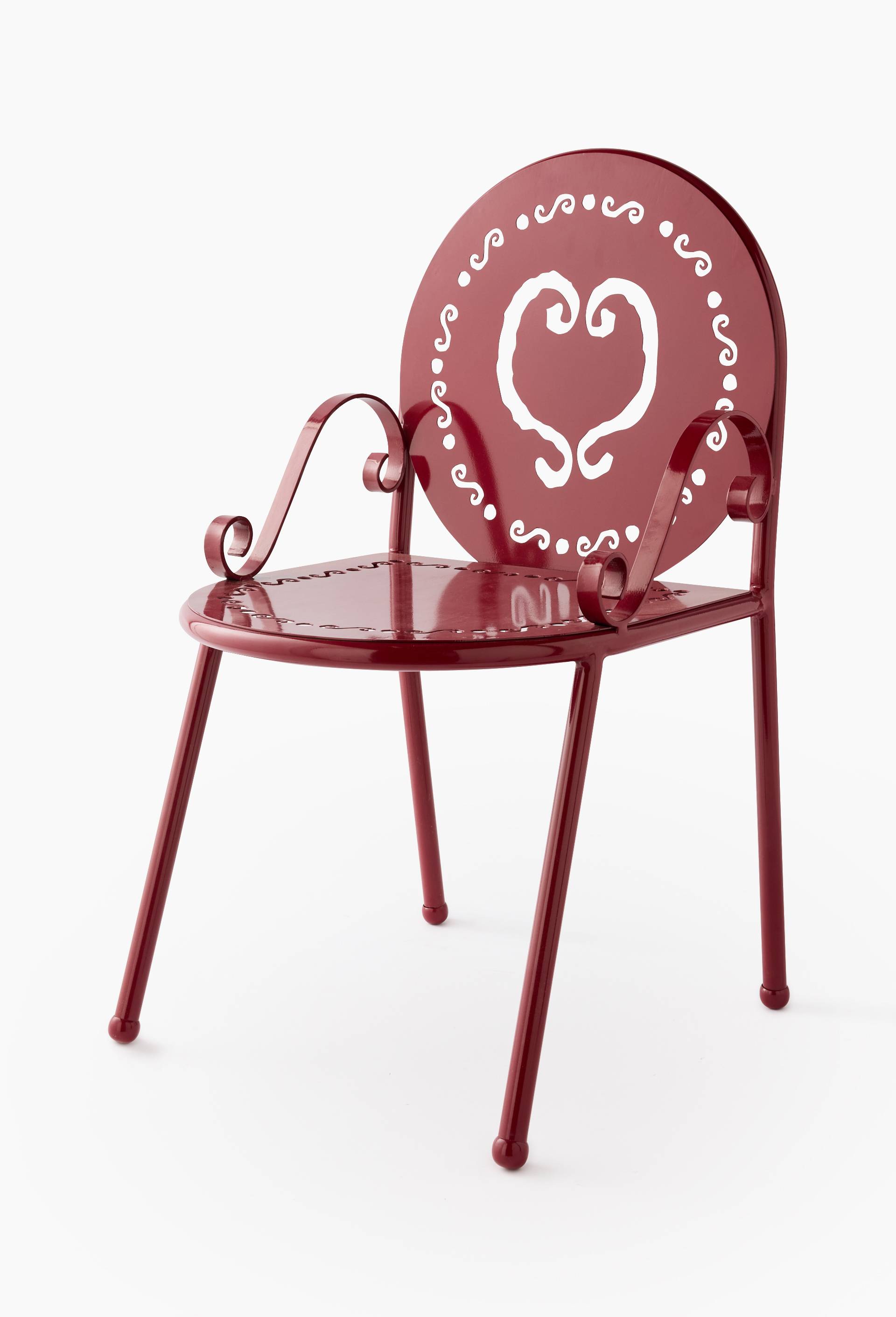 EXCLU WEB - Chaise, 48x48x90cm, en m&eacute;tal - LES CRAFTIES x MONOPRIX, Rouge fonc&eacute;, large image number 1